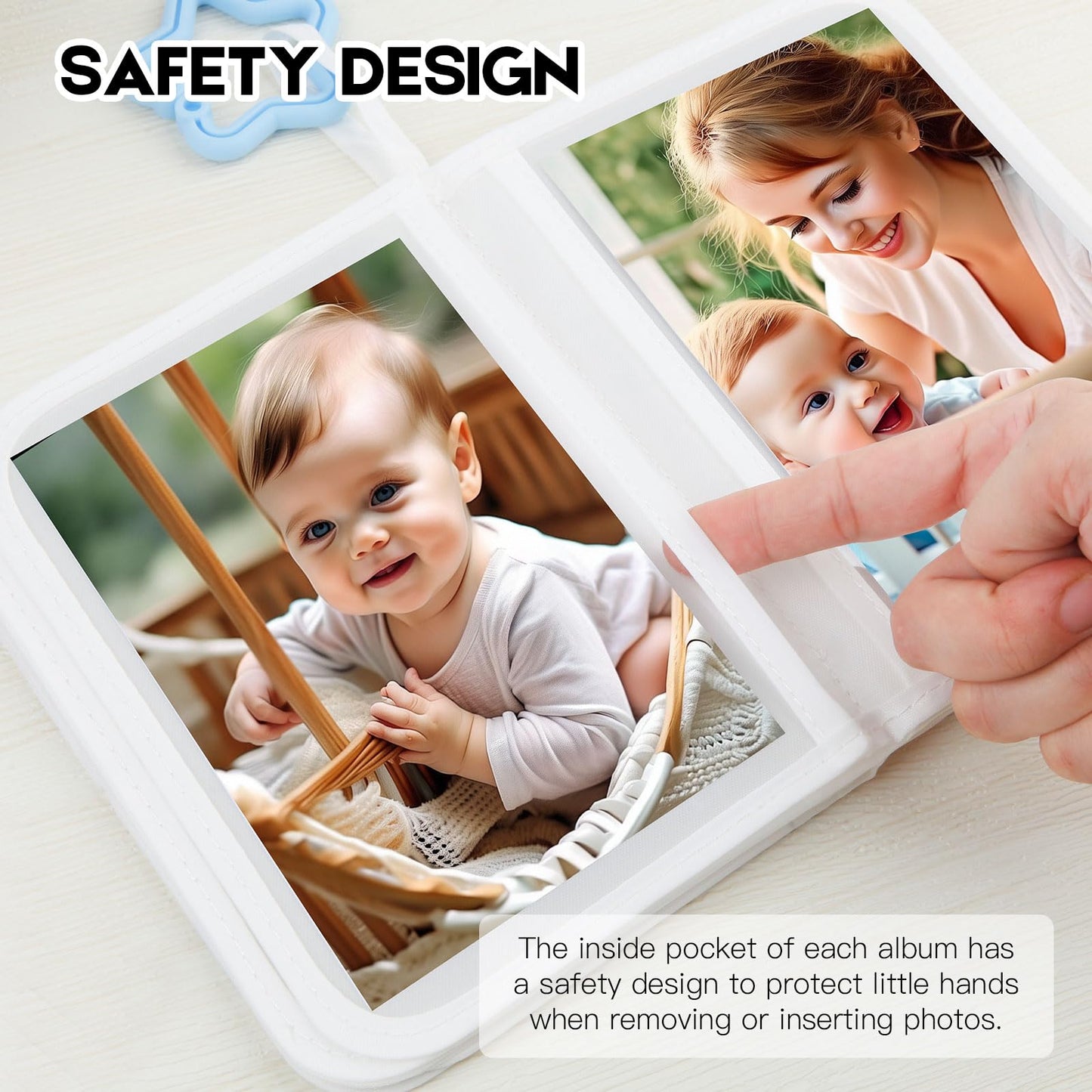 Baby's My First Photo Album for Baby Holds 21 4x6 Photos, Baby Photo Album Soft Cloth Family Book, My First Family Album for 4x6 Baby Shower Kids Toddlers Family Pictures, Toddler Photo Album (Blue)