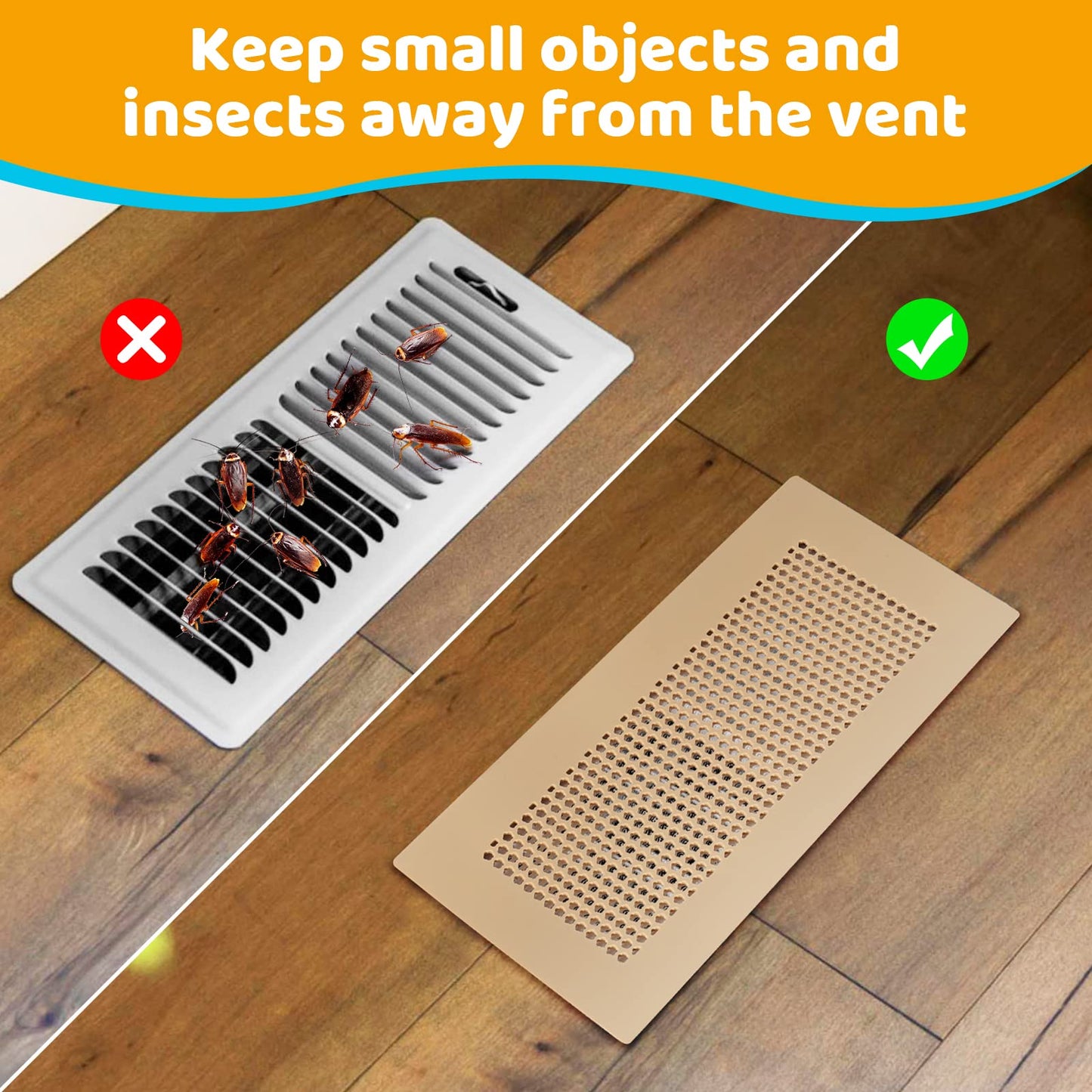 Orzbow Baby Proofing Soft Silicone Vent Cover for Home Wall/Ceiling/Floor Register,Child Proof Floor Air Vent Deflector Cover,Catches Debris Hair & Prevents Creepy Crawlies,Easy Install, Khaki,2 Pack