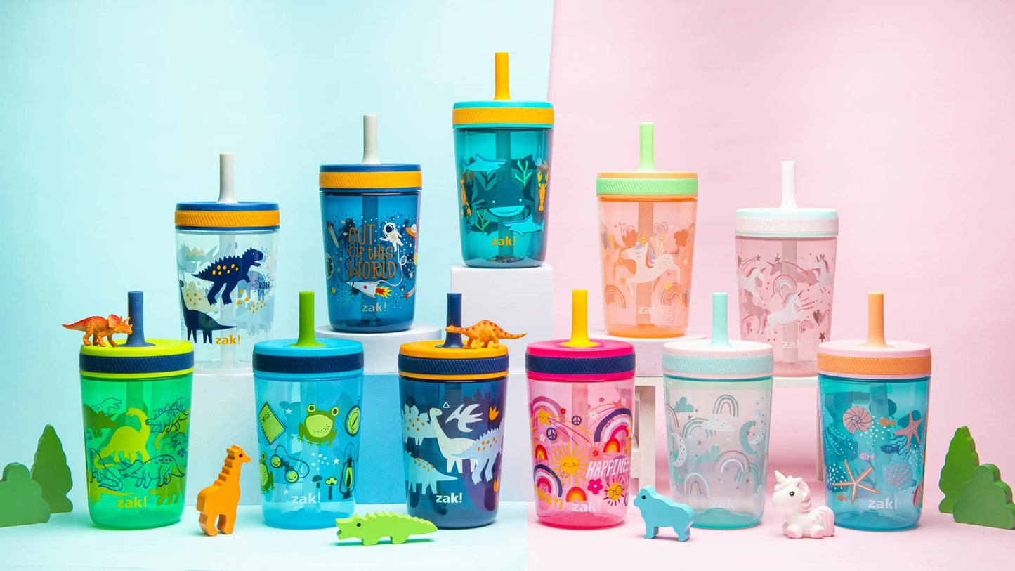 Zak Designs Disney Princess Kelso Toddler Cups For Travel or Home, 15oz 2-Pack Plastic Sippy Cups, Leak-Proof For Kids (Ariel, Aurora, Belle, Cinderella, Jasmine, Mulan, Rapunzel, Tiana)