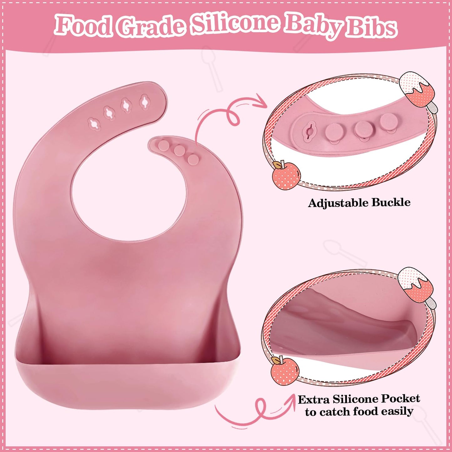 Silicone Baby Feeding Set 10 Pcs Baby Led Weaning Supplies Suction Bowl Divided Plate Baby Bibs Fruit Feeder Baby Spoons Forks Sippy Cup Toddler Utensil Sets Baby Essentials for Newborn Gift
