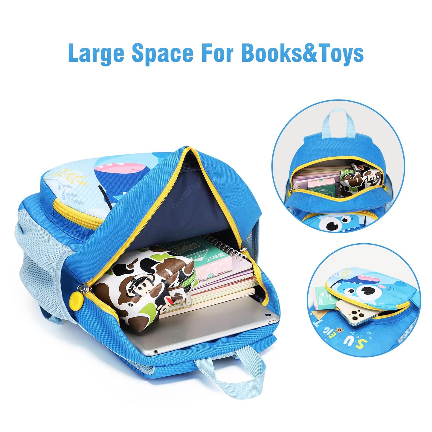 SUN EIGHT Preschool Backpack with Anti-Lost Harness Toddler Backpack School Bag 3D Cartoon Lunch Backpack for Toddler Girls 1-4 Years(Butterfly)