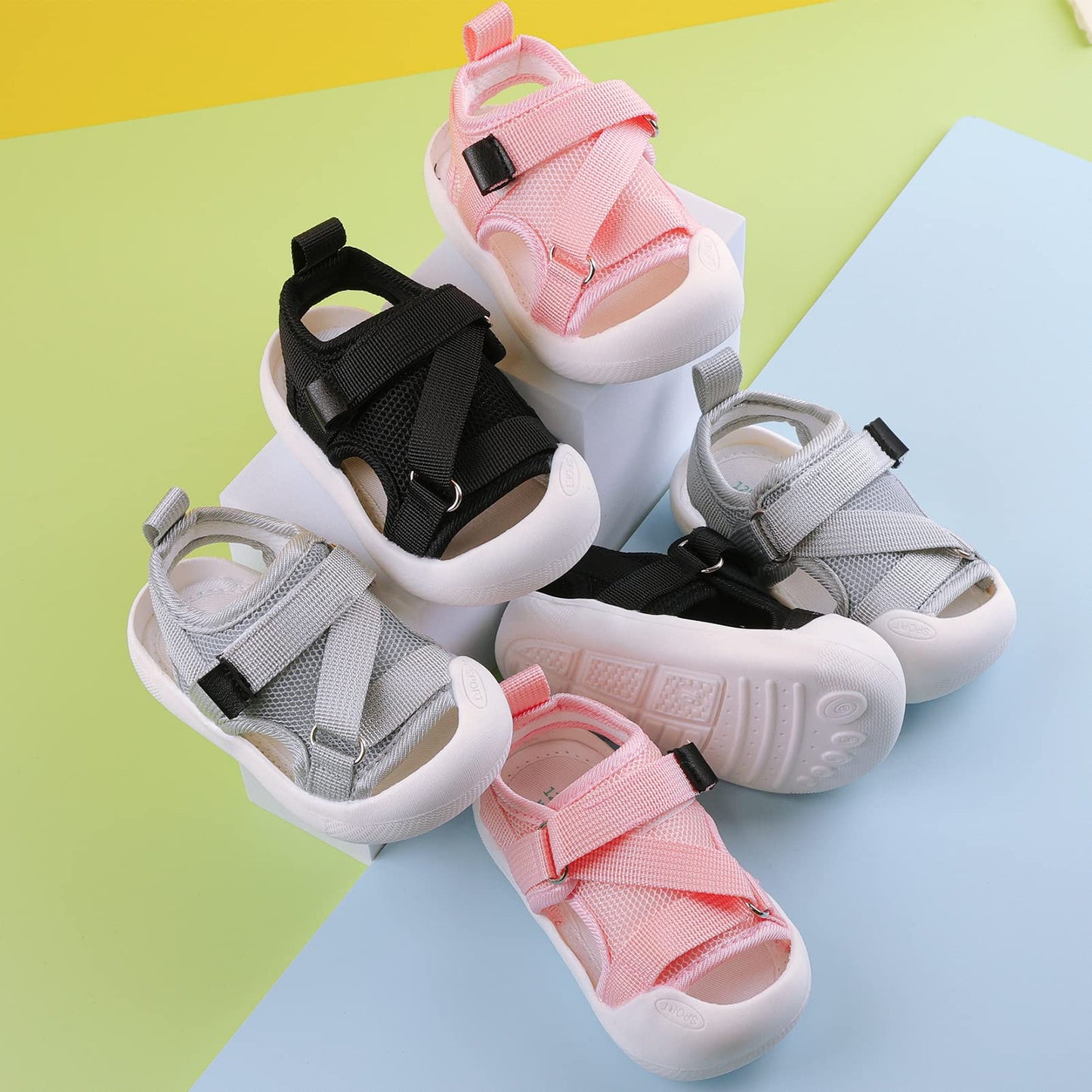 RVROVIC Boys Girls Athletic Sports Sandals Open-Toe Breathable Rubber Sole Beach Water Shoes for Toddler