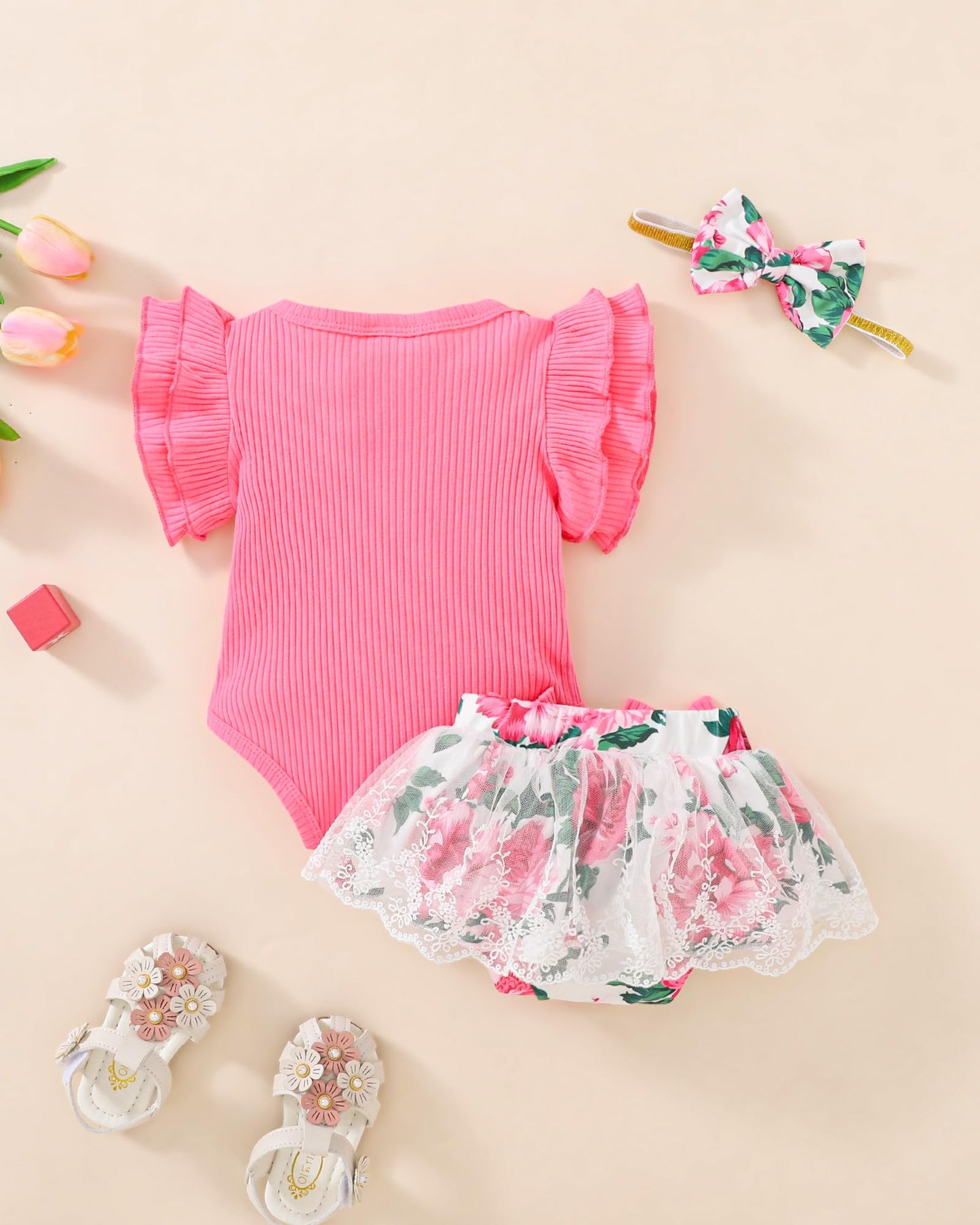 Mioglrie Preemie Clothes Girl Newborn Girl Outfits Infant Baby Girl Clothes Summer Romper Dress Shorts Set
