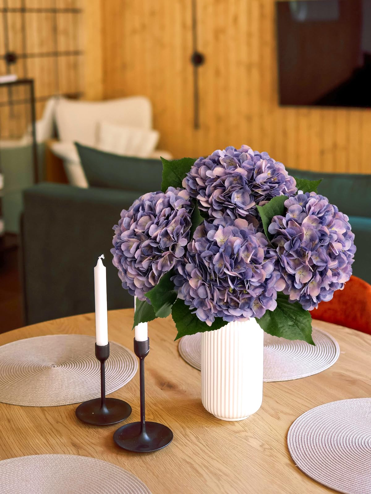 4 Pcs Pink Hydrangeas Artificial Flowers, 20 inches Large Lifelike Fake Silk Flowers, Faux Hydrangeas Flowers for Wedding Home Party Decor Baby Shower Table Centerpiece