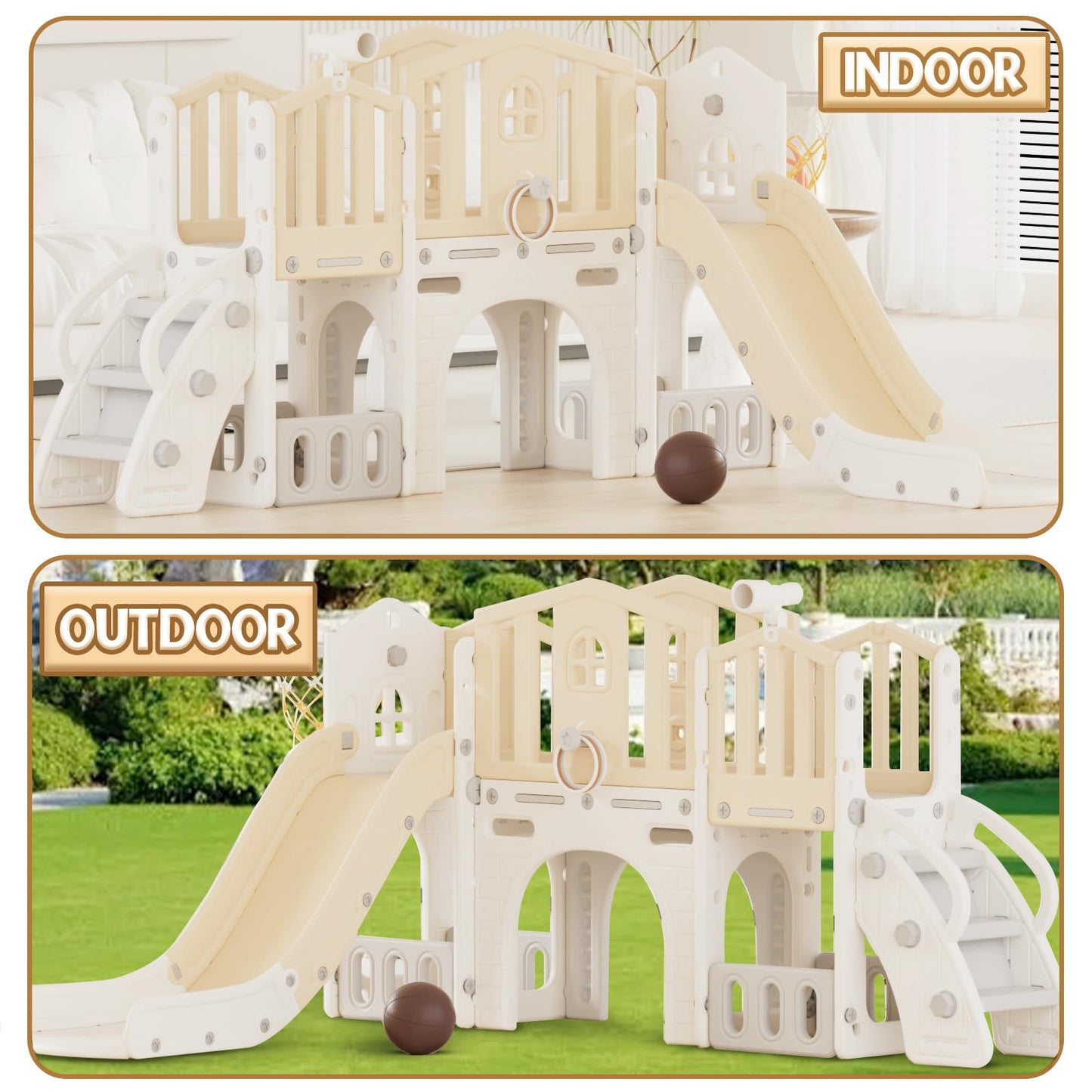 XJD 9 in 1 Toddler Slide Set, Kids Slide for Toddlers Age 1+, Toddler Climber Slide PlaySet with Basketball Hoop and Ball,Outdoor Indoor Playground for Toddlers 1-3 (Blue)