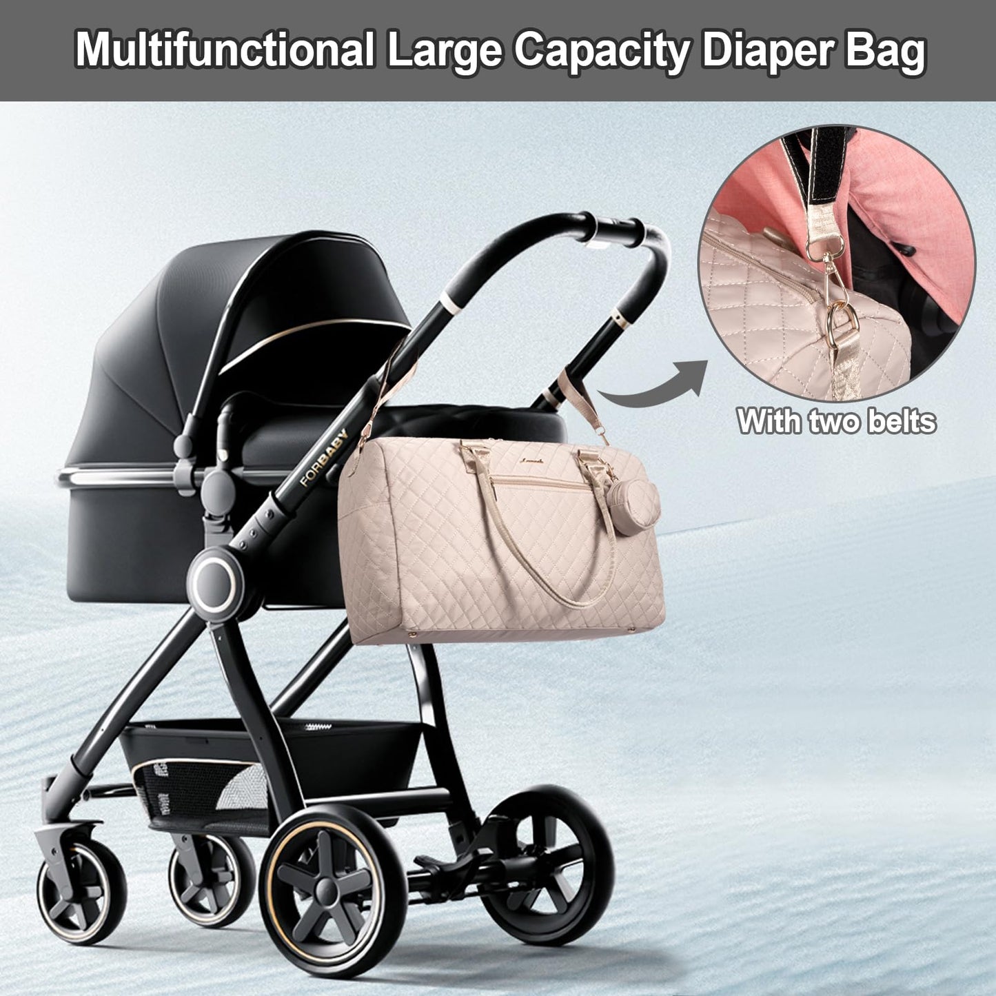LOVEVOOK Diaper Bag Tote with Pacifier Case and Changing Pad, Large Capacity Mommy Bag for Hospital and Weekender Travel, Functional Baby Bag Newborn Baby Essential, Black