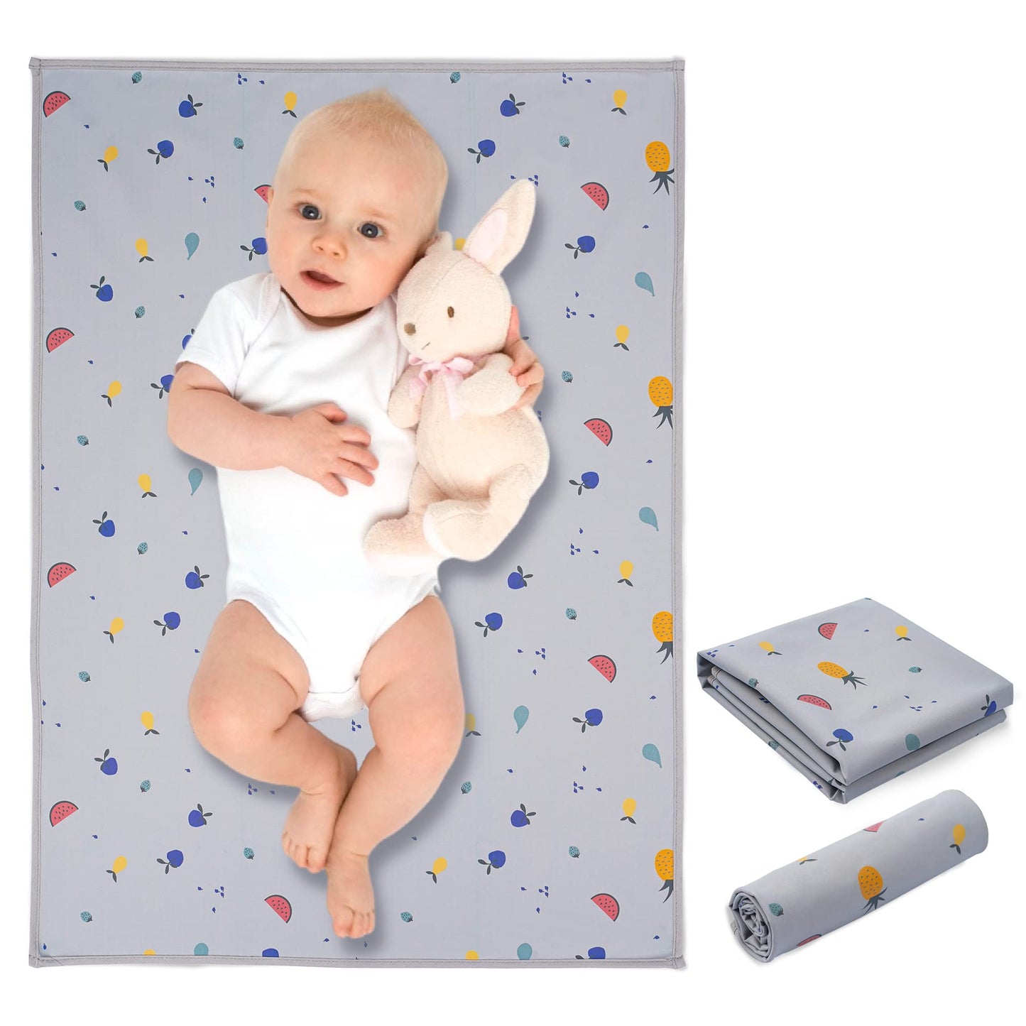 Vegan Leather Baby Changing Mat - Wipeable Portable Changing Pad, Foldable Travel Changing Mat for Baby, Newborns Toddlers Shower Gifts (Flower,20"*28")