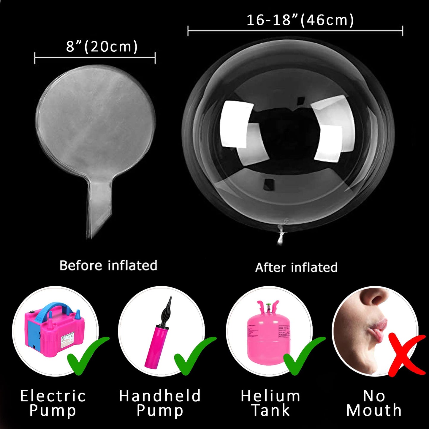 White LED Balloons Light up Bobo Party Balloons DIY kit-Clear Cold White LED Balloons for Helium or Air (cold white, 6 pack)