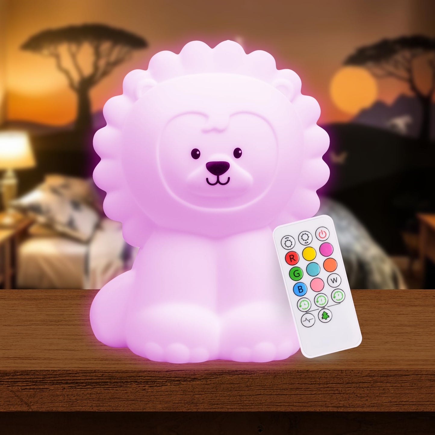 Lumipets Remote Control Silicone Night Light for Kids - Pig Design with 9 Soft Colors & Sleep Timer - Rechargeable, Battery-Operated Lamp for Bedroom | Baby Nursery, Toddler, Girls, Boys