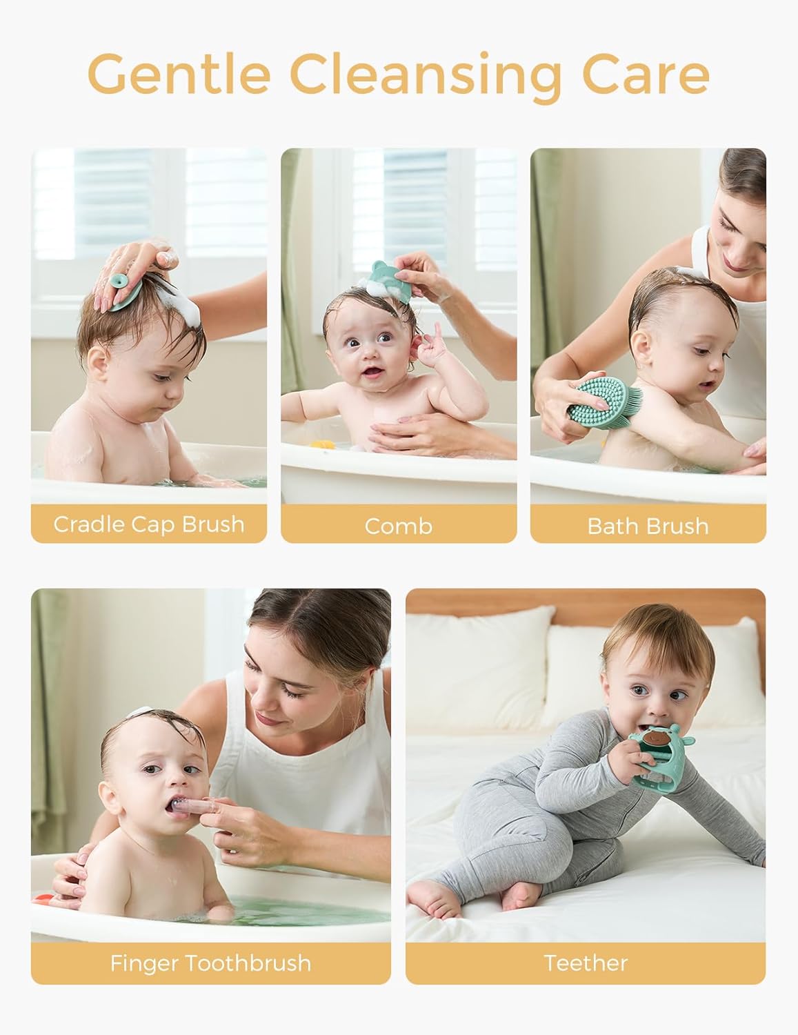 Momcozy Elite Baby Kit, Superior Baby Shower&Registry Essential Kit for Grooming & Health & Cleansing Care, Electric Nail File&Nasal Aspirator, Tummy Wrap, Thermometer, Bath Brush,Teether, Storage Bag