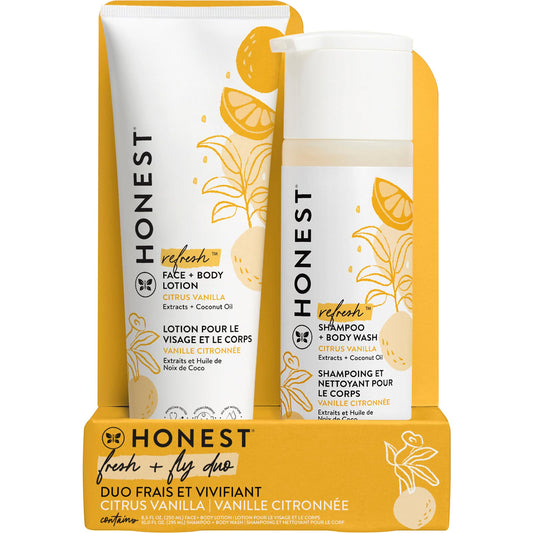 The Honest Company 2-in-1 Cleansing Shampoo + Body Wash and Face + Body Lotion Bundle | Gentle for Baby | Naturally Derived | Lavender Calm, 18.5 fl oz