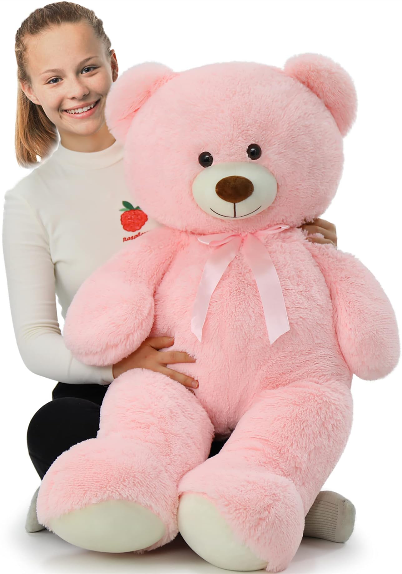 Tezituor 59" Gaint Teddy Bear Stuffed Animal,5ft Life Size Big Teddy Bears,Light Brown Cute Soft Plush Toy,Gifts for Kids Girls Boys Girlfriend Valentine,Christmas,Birthday,Baby Shower,Wedding Party