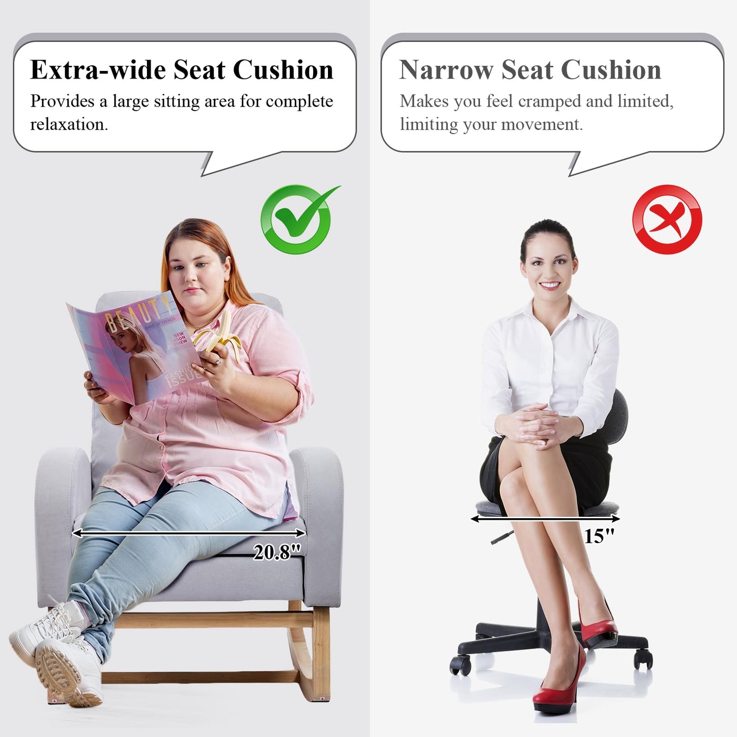 NIOIIKIT Modern Nursery Rocking Chair, Teddy Upholstered Rocking Chair with Footrest, Comfortable Glider Rocker with Side Pocket for Living Room, Bedroom, Nursing Room (Beige)