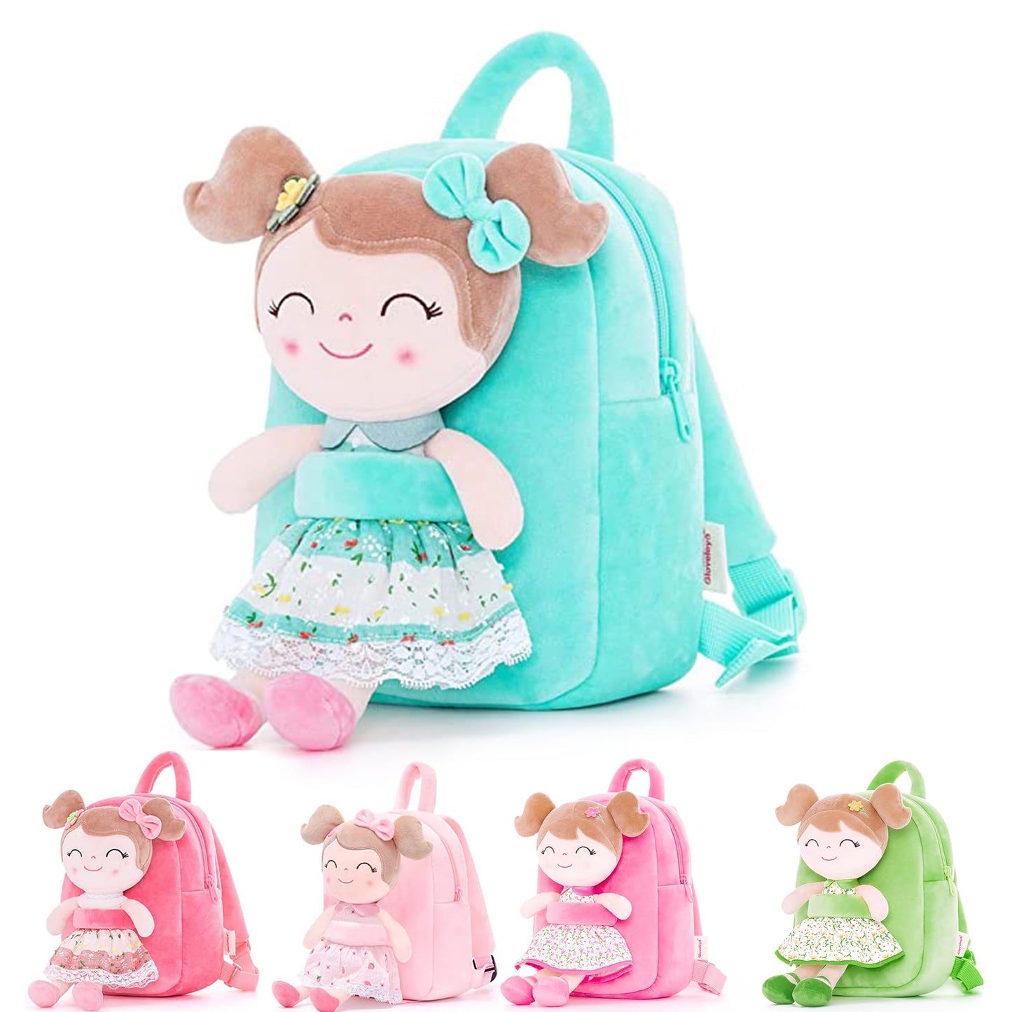 Gloveleya Toddler Backpack Baby Ballerina Girl Gifts Plush Curly Hair Ballet Backpack - Black Blonde 9 inches