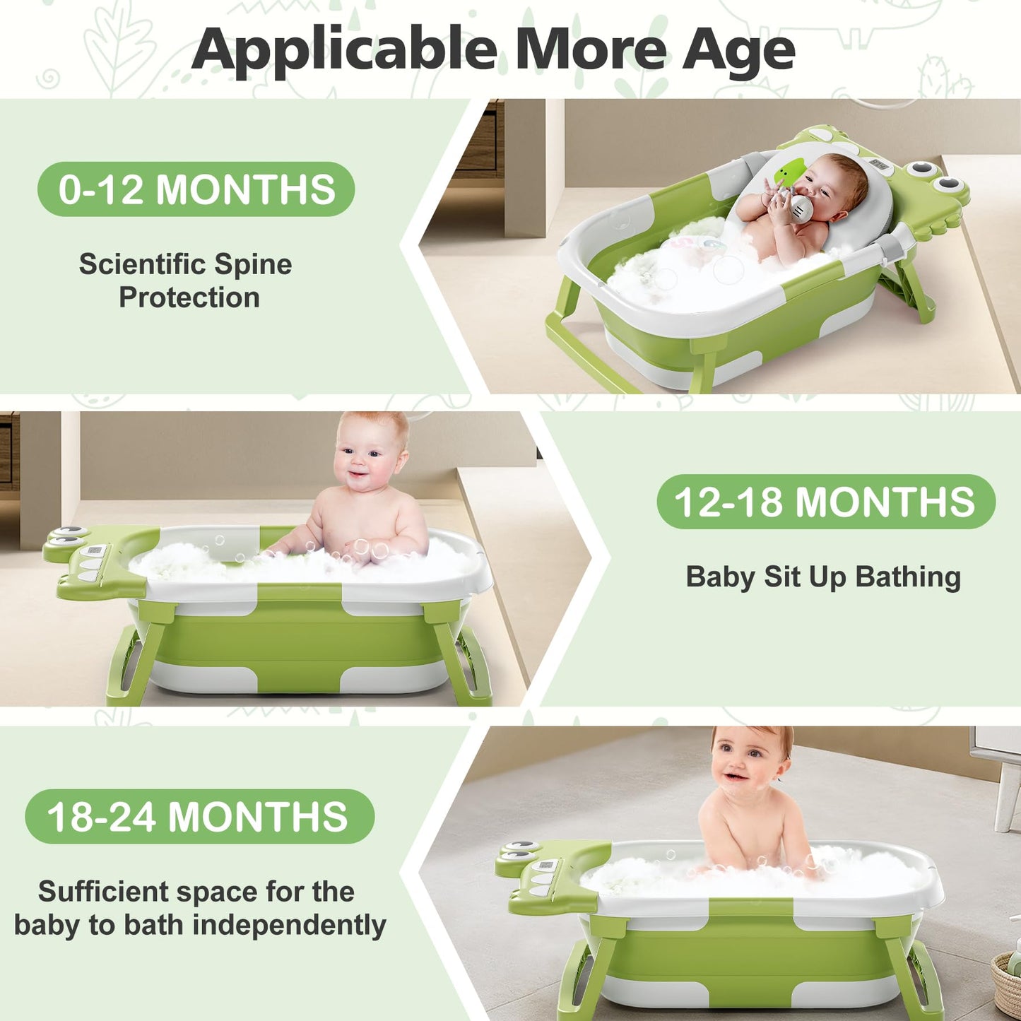 Collapsible Baby Bathtub for Newborn, Foldable Baby Bath Tub with Thermometer & Soft Floating Cushion & Drain Hole, Portable Travel Infant Bath Tubs for Newborns to Toddler 0-36 Months Girl, Pink