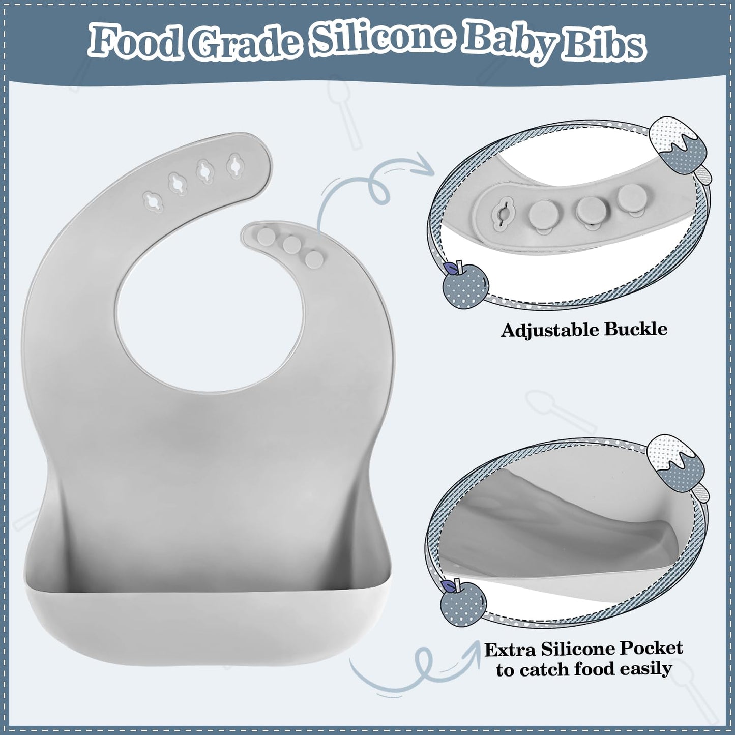 Silicone Baby Feeding Set 10 Pcs Baby Led Weaning Supplies Suction Bowl Divided Plate Baby Bibs Fruit Feeder Baby Spoons Forks Sippy Cup Toddler Utensil Sets Baby Essentials for Newborn Gift