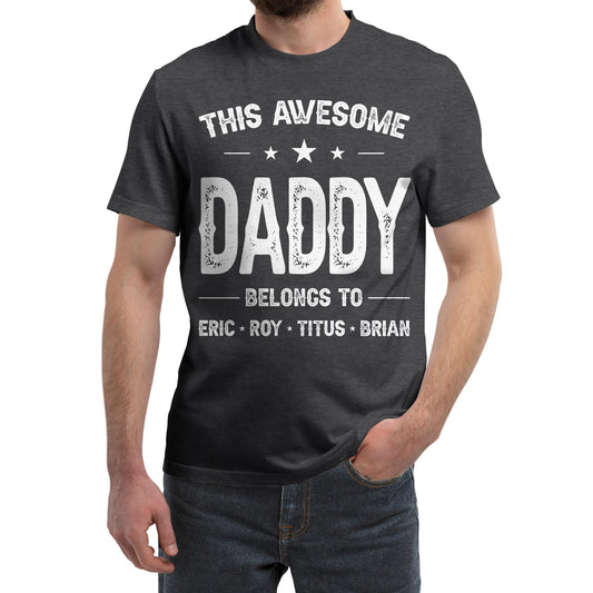 FLOCHIL Personalized Dad Shirt for Men, Custom Dad Shirt with Kids Names, Customized Fathers Day T Shirt, Gifts for Dad