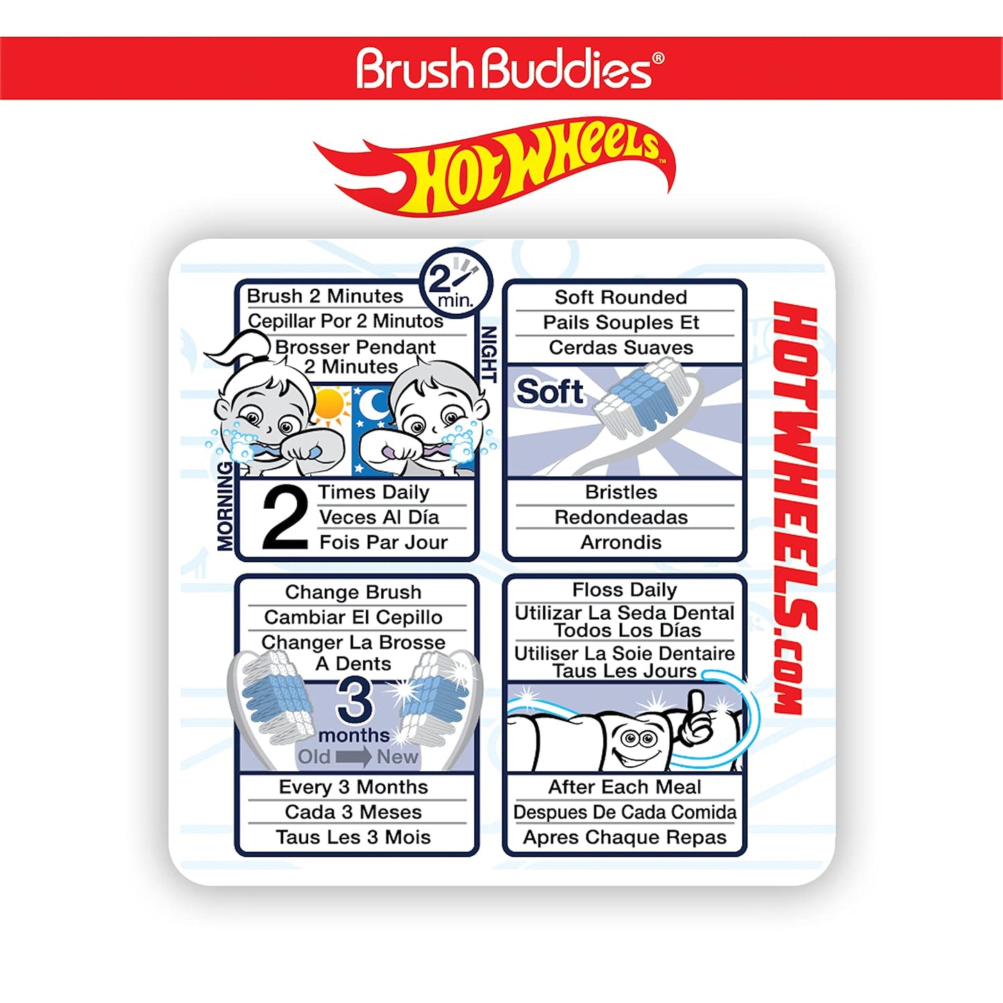Brush Buddies Hot Wheels Toothbrush for Kids, Kids Toothbrushes, Toothbrush Pack, Soft Bristles for Kids, Toddler Ages 2-4, 6PK