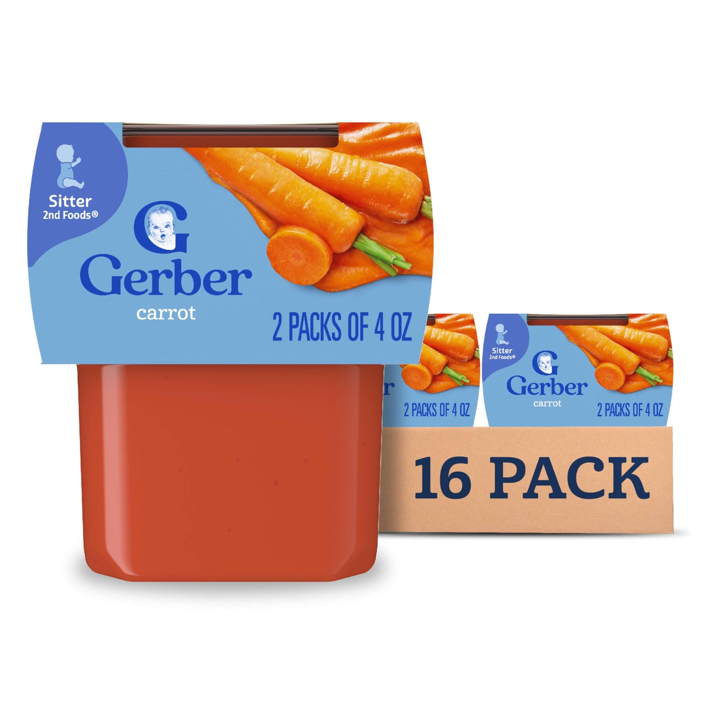 Gerber 2nd Food Baby Food Peach Puree, Natural & Non-GMO, 4 Ounce Tubs, 2-Pack (Pack of 8)