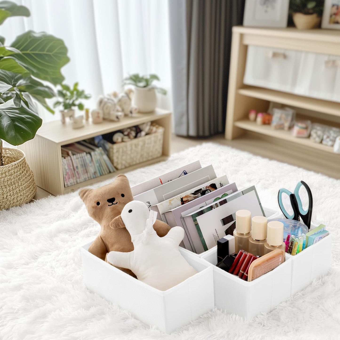 Criusia Drawer Organizer Clothes, 10 Pack Dresser Organizer for Baby Clothes, Underwear, Sock- Foldable Closet Organization and Storage Dividers Bins for Nursery, Bedroom (Beige)