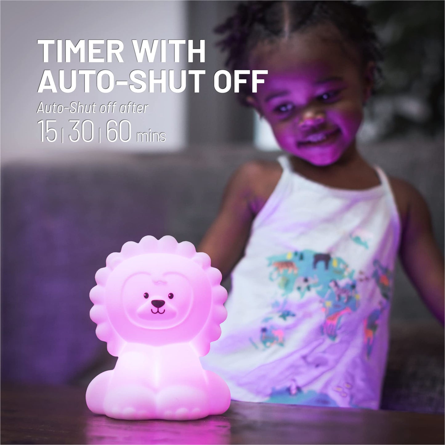 Lumipets Remote Control Silicone Night Light for Kids - Pig Design with 9 Soft Colors & Sleep Timer - Rechargeable, Battery-Operated Lamp for Bedroom | Baby Nursery, Toddler, Girls, Boys