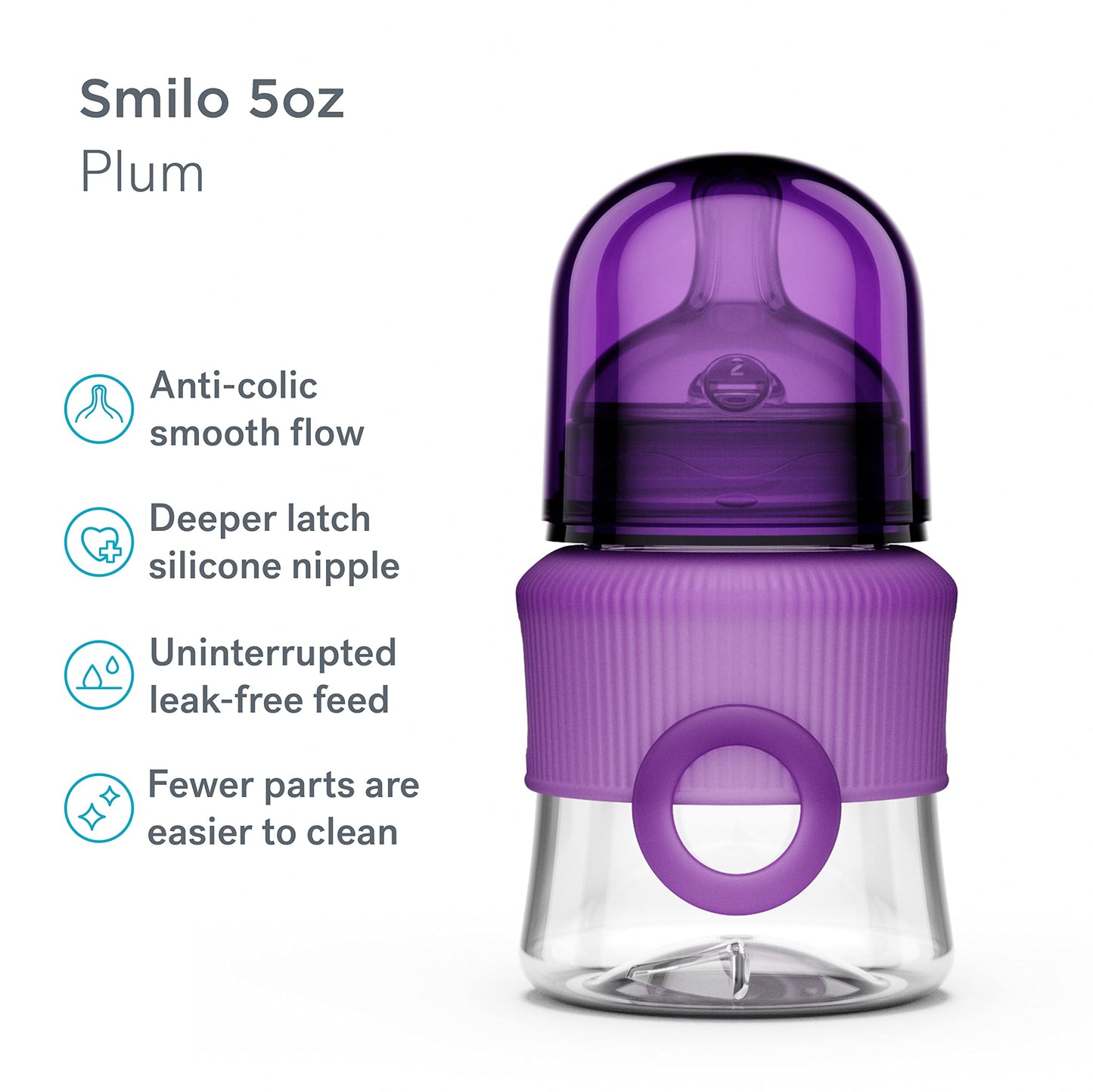 Smilo Baby Bottle Set with Stage 0 Slow Flow Anti Colic Nipple, 10 Oz / 300 ml Capacity, 3X Pack of Anti Colic Baby Bottles 0-3 Months - Aqua Blue