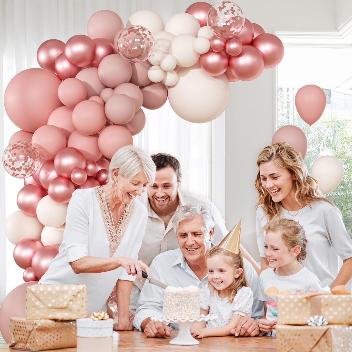 147pcs Neutral Balloon Garland Arch Kit, Different Sizes with Beige Cream Sand White Metallic Champagne Gold Balloons for Wedding Bridal Shower Birthday Boho Neutral Baby Shower Party Decorations