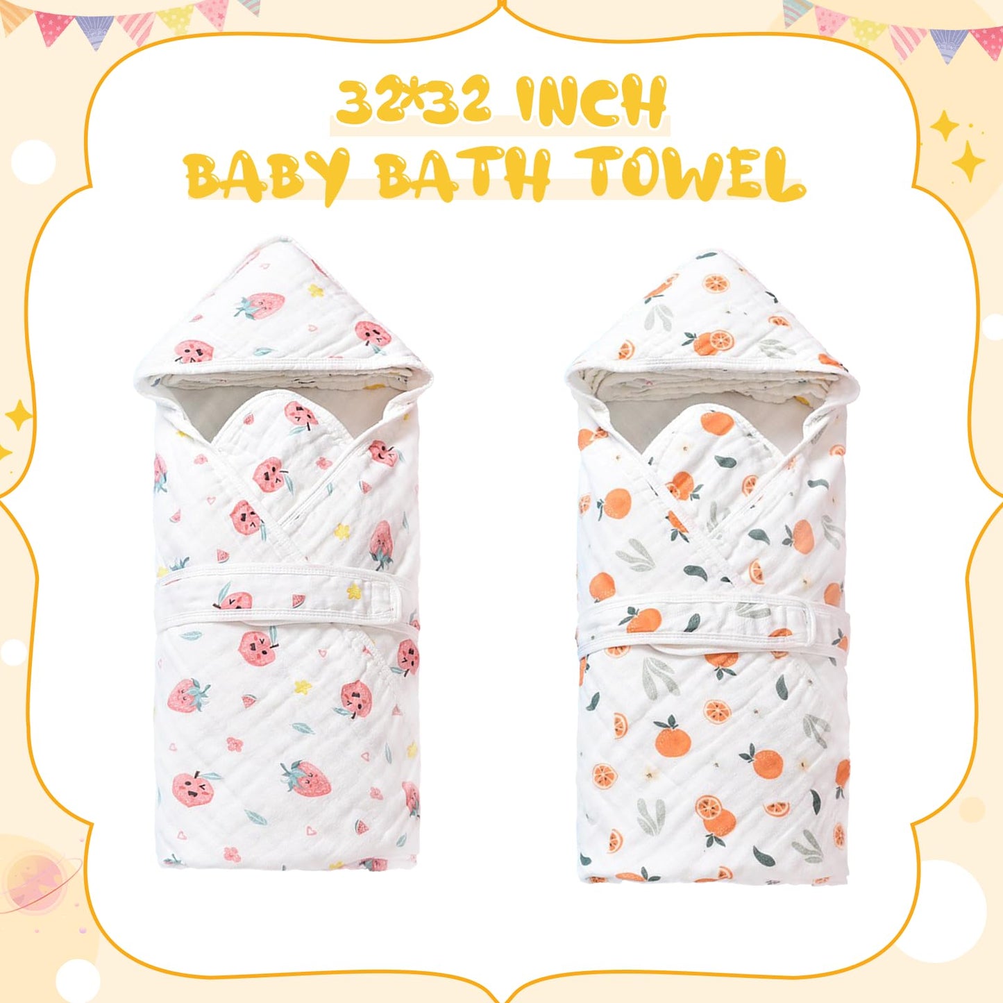 2 Pack Hooded Baby Bath Towels,Large 32"x 32",Cotton Baby Bath Towel with Hood for Infant Toddler and Kids, Soft and Absorbent,Unisex Baby Bath Essentials. (Cars/Dinosaurs)