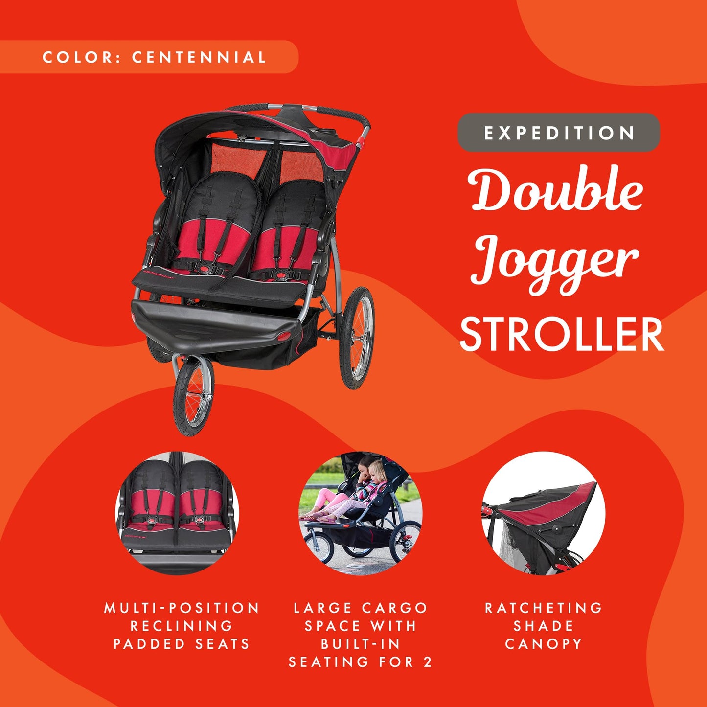 Baby Trend Expedition Double Jogger Stroller, Griffin