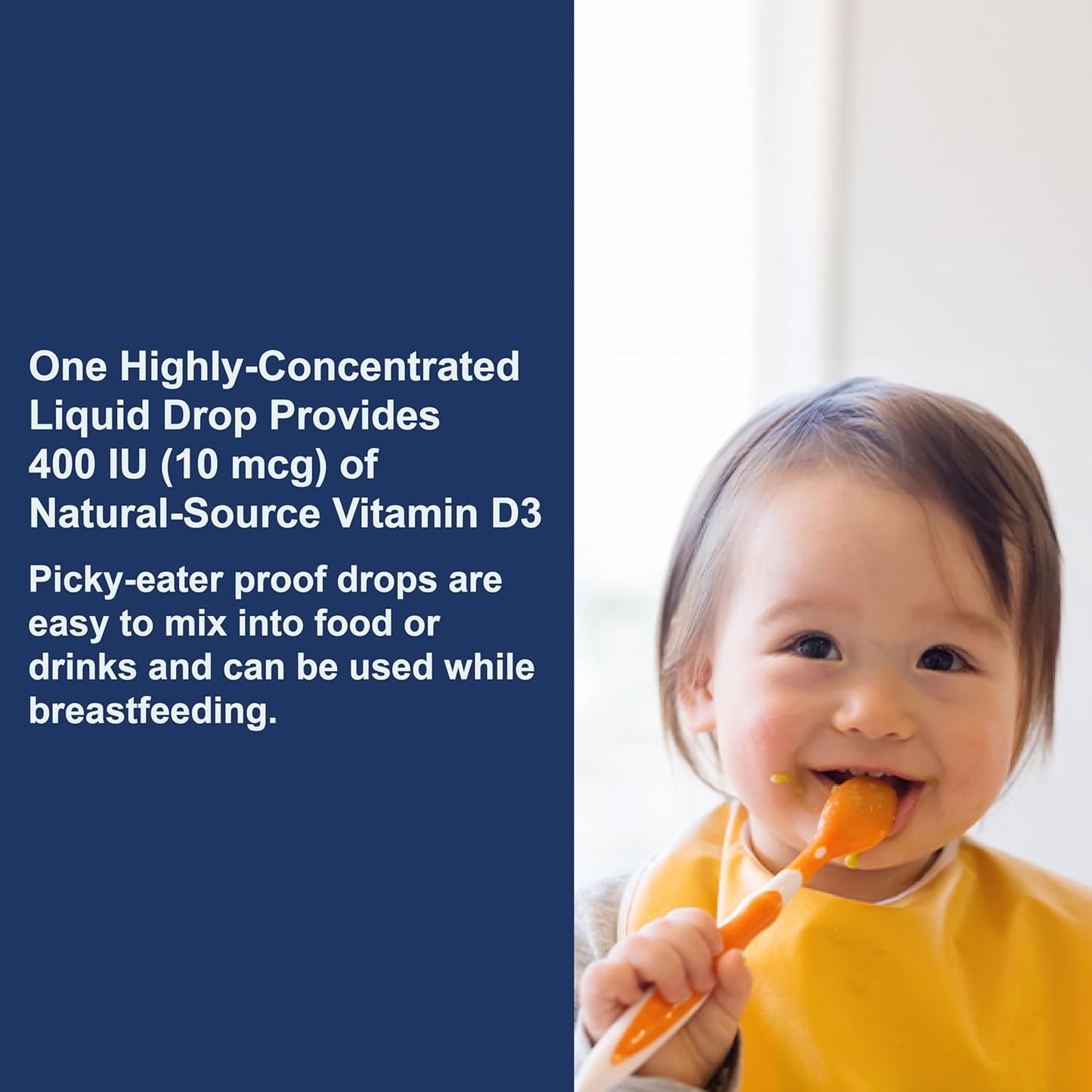 Carlson - Baby's Super Daily D3, Baby Vitamin D Drops, 400 IU (10 mcg) per Drop, 1-Year Supply, Vegetarian, Liquid Vitamin D for Infants and Toddlers, Unflavored, 365 Drops