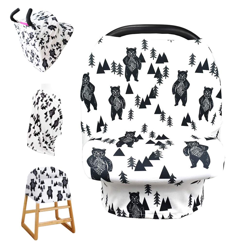 Nursing Cover Breastfeeding, Multi-use Baby CarSeat Cover Girls, Infant Stroller Car Seat Cover, Stretchy Carseat Canopy, Soft Breathable, Peony