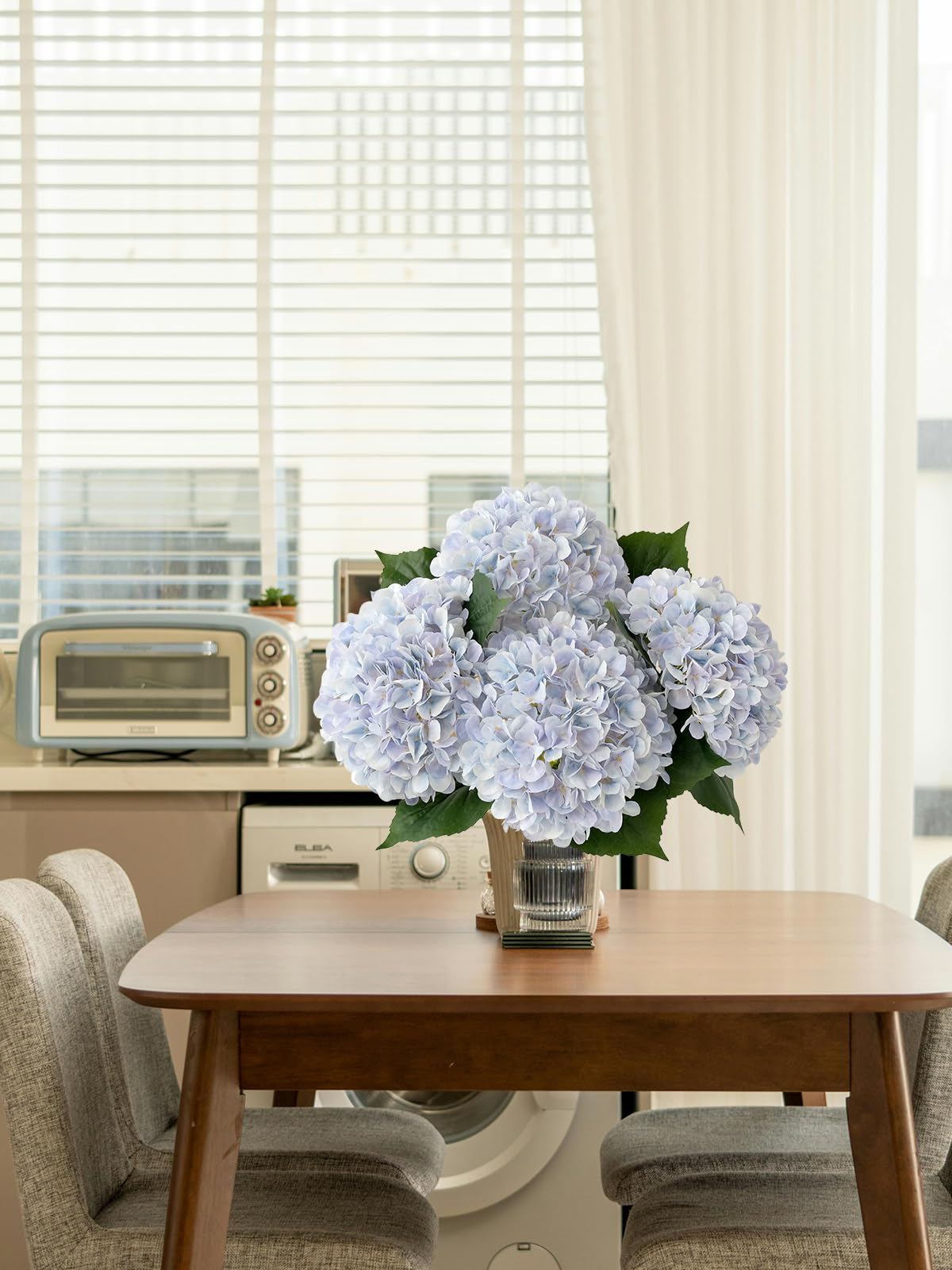 4 Pcs Pink Hydrangeas Artificial Flowers, 20 inches Large Lifelike Fake Silk Flowers, Faux Hydrangeas Flowers for Wedding Home Party Decor Baby Shower Table Centerpiece