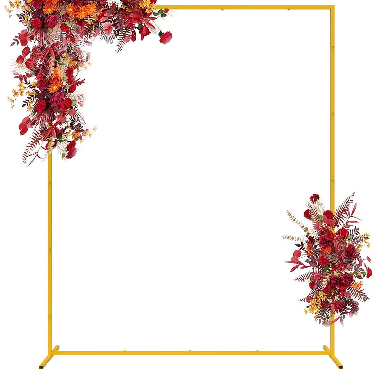 Wokceer Wedding Arch Backdrop Stand Square 6.6FTx6.6FT Gold Metal Balloon Arch Stand Garden Arbor Backdrop Frame for Wedding Birthday Party Baby Shower Photo Booth Background Decoration