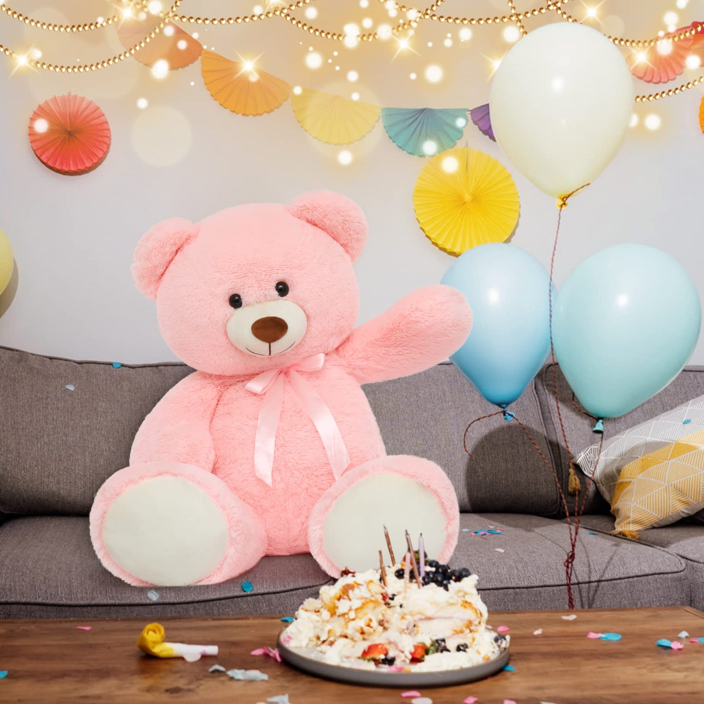 Tezituor 59" Gaint Teddy Bear Stuffed Animal,5ft Life Size Big Teddy Bears,Light Brown Cute Soft Plush Toy,Gifts for Kids Girls Boys Girlfriend Valentine,Christmas,Birthday,Baby Shower,Wedding Party