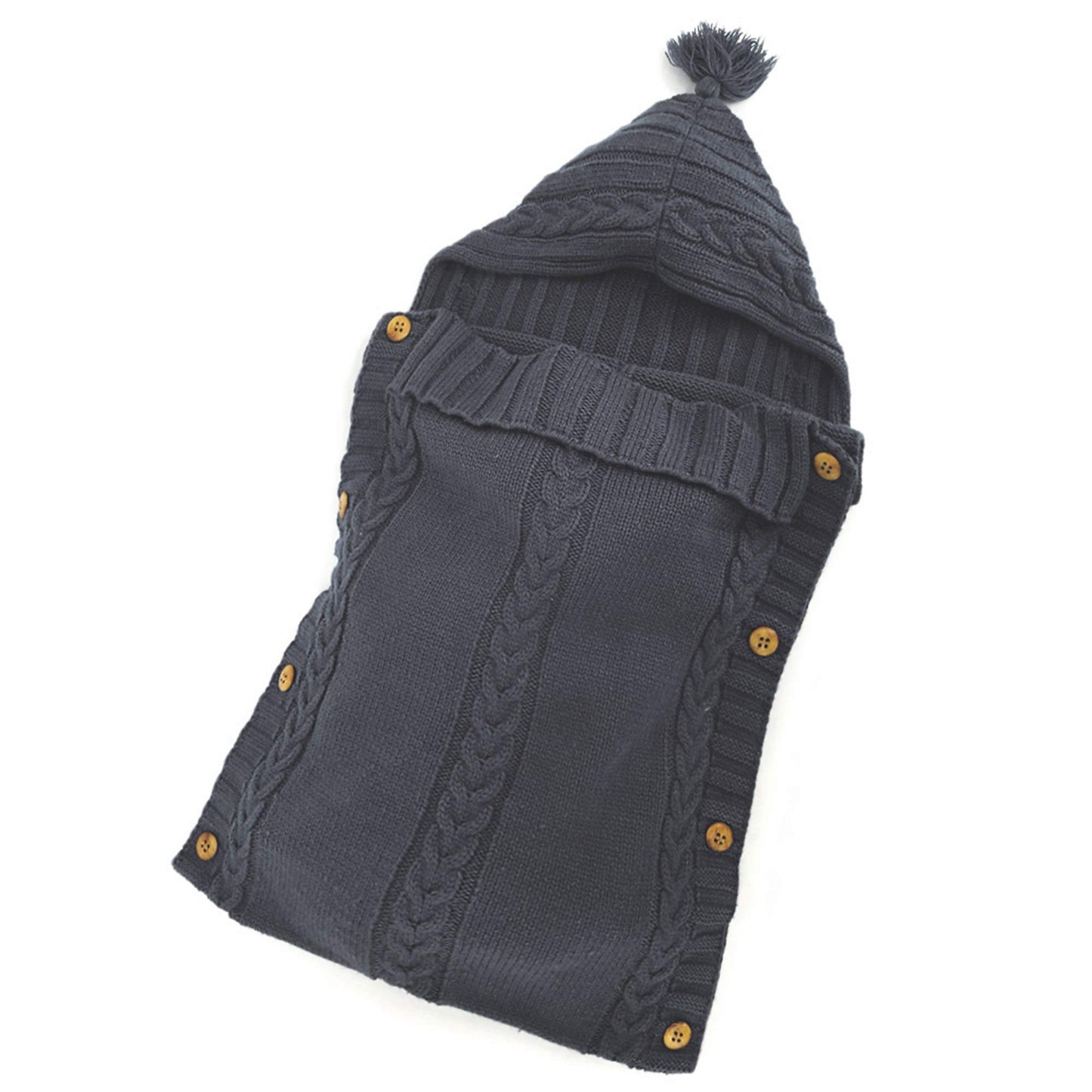 XMWEALTHY Newborn Baby Wrap Swaddle Blanket Knit Sleeping Bag Receiving Blankets Stroller Wrap for Baby(Dark Gray) (0-6 Month)