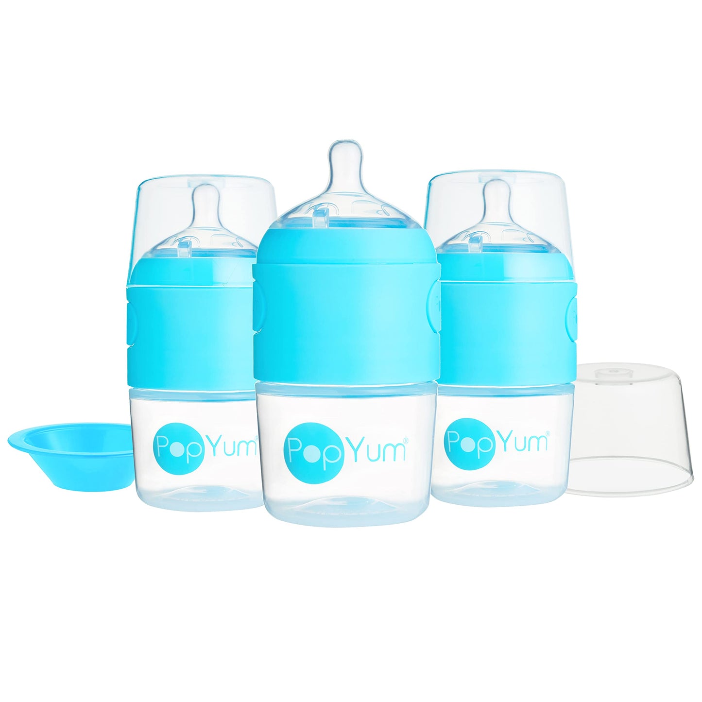 PopYum 9 oz Orange Anti-Colic Formula Making/Mixing/Dispenser Baby Bottle with #2 Medium Flow Nipple, 260 ml, BPA-Free, Natural Latch