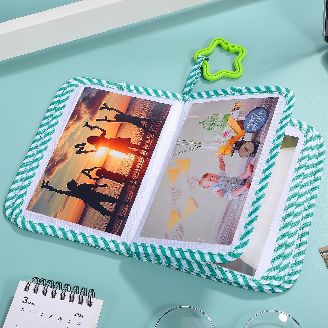 Baby Photo Album 5x7 Inch:Soft Cloth Baby Memory Book for First Year - Green 18 Photoes Album for Newborn Toddlers Kids Shower Memory Birthday Gifts - Perfect for Family Parties Milestone Moments