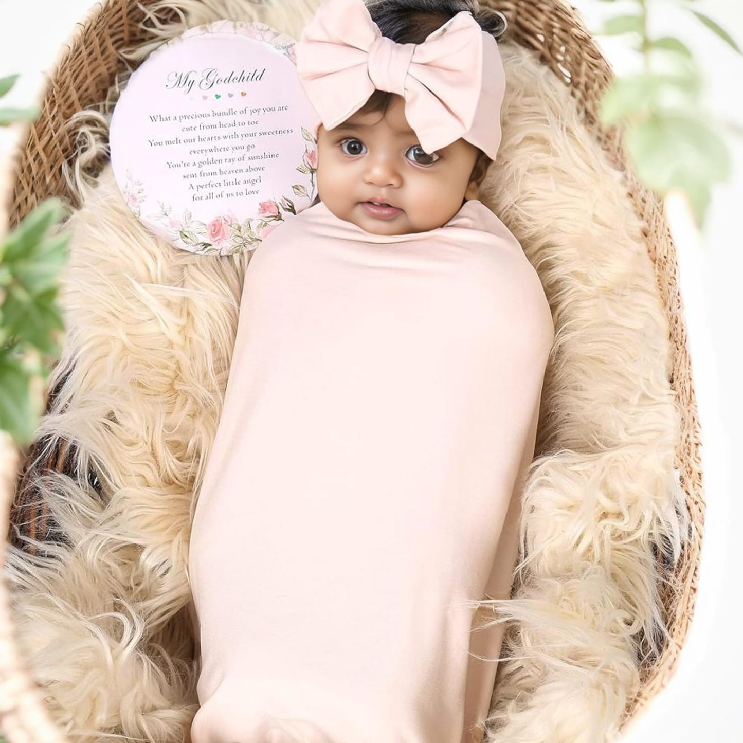 Galabloomer Newborn Receiving Blanket Headband Set Baby Flower Swaddle (vintage flower)