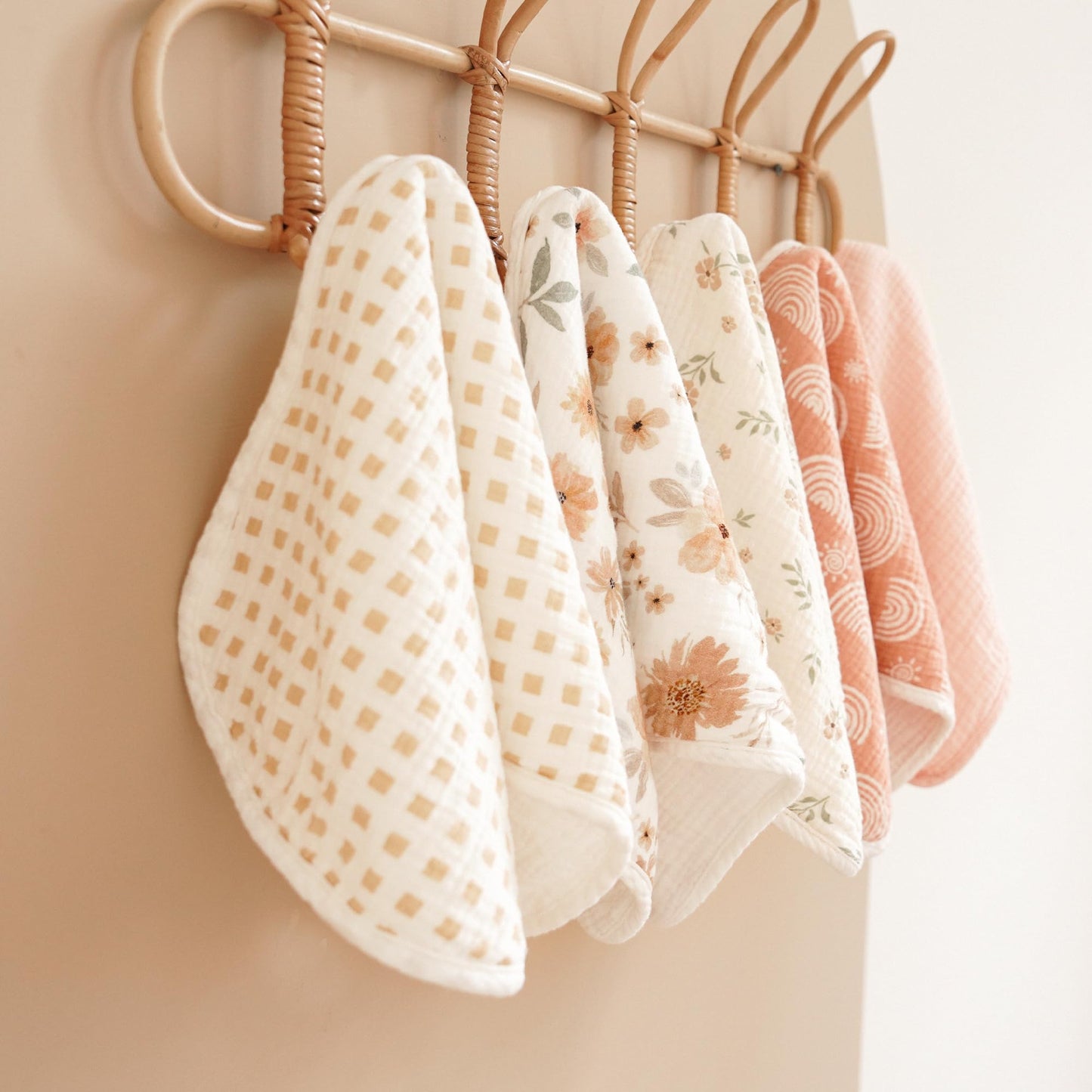 Konssy 6-Pack Muslin Baby Burp Cloths, Large 100% Cotton Burping Clothes, Soft & Absorbent for Newborns, Baby Boys and Girls