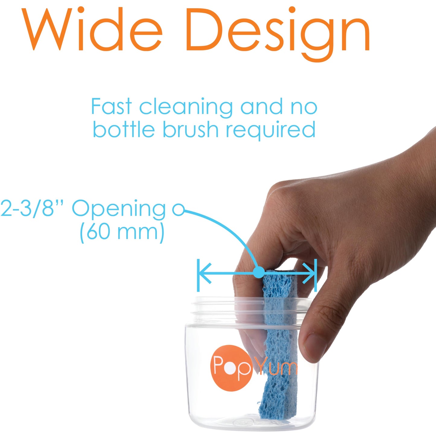 PopYum 9 oz Orange Anti-Colic Formula Making/Mixing/Dispenser Baby Bottle with #2 Medium Flow Nipple, 260 ml, BPA-Free, Natural Latch
