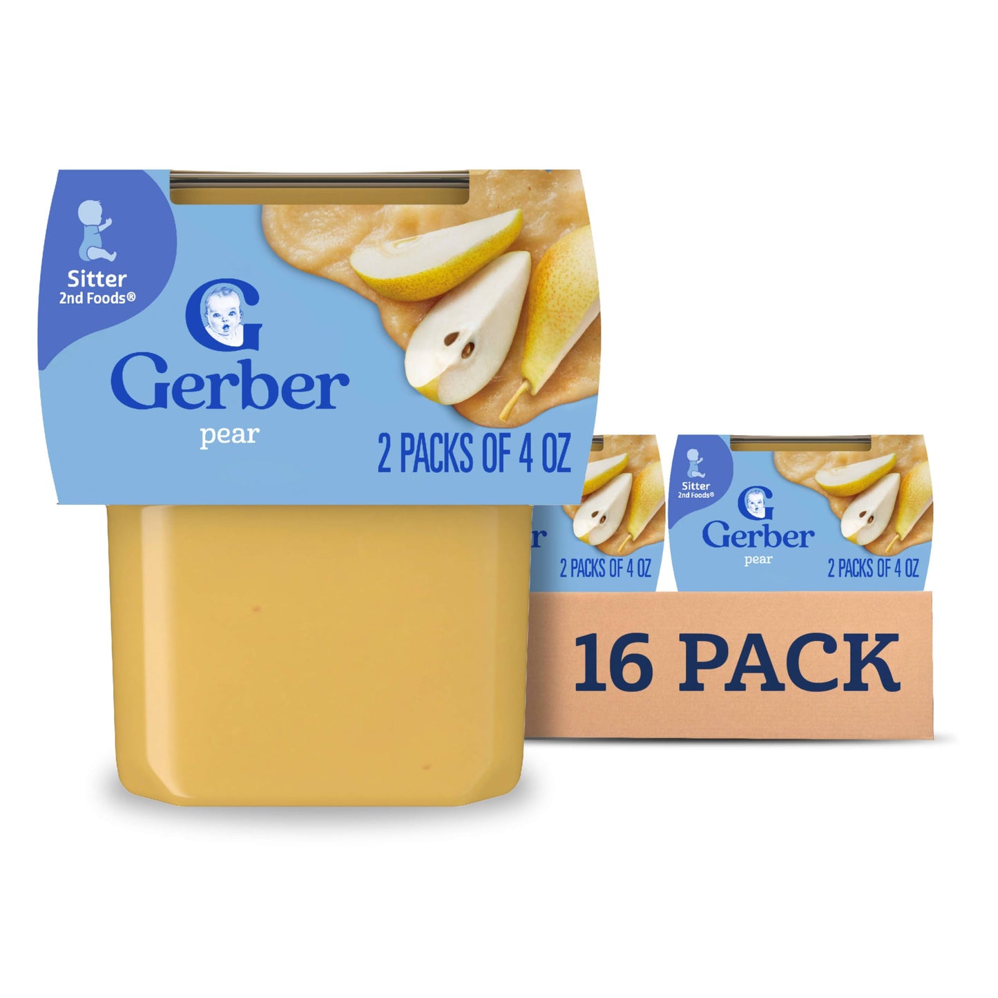 Gerber 2nd Food Baby Food Peach Puree, Natural & Non-GMO, 4 Ounce Tubs, 2-Pack (Pack of 8)