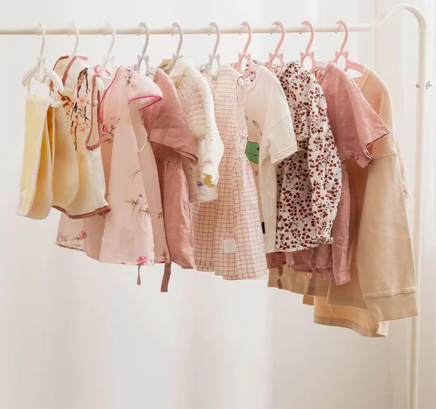 Baby Nursery Closet Hangers, Ultra Thin Non-Slip and Extendable Laundry Infant Pant Hanger for Newborn Clothes - 20pcs11-14" Pink Adjustable Children Coat Hanger for Girl Boy Toddler Kids Child