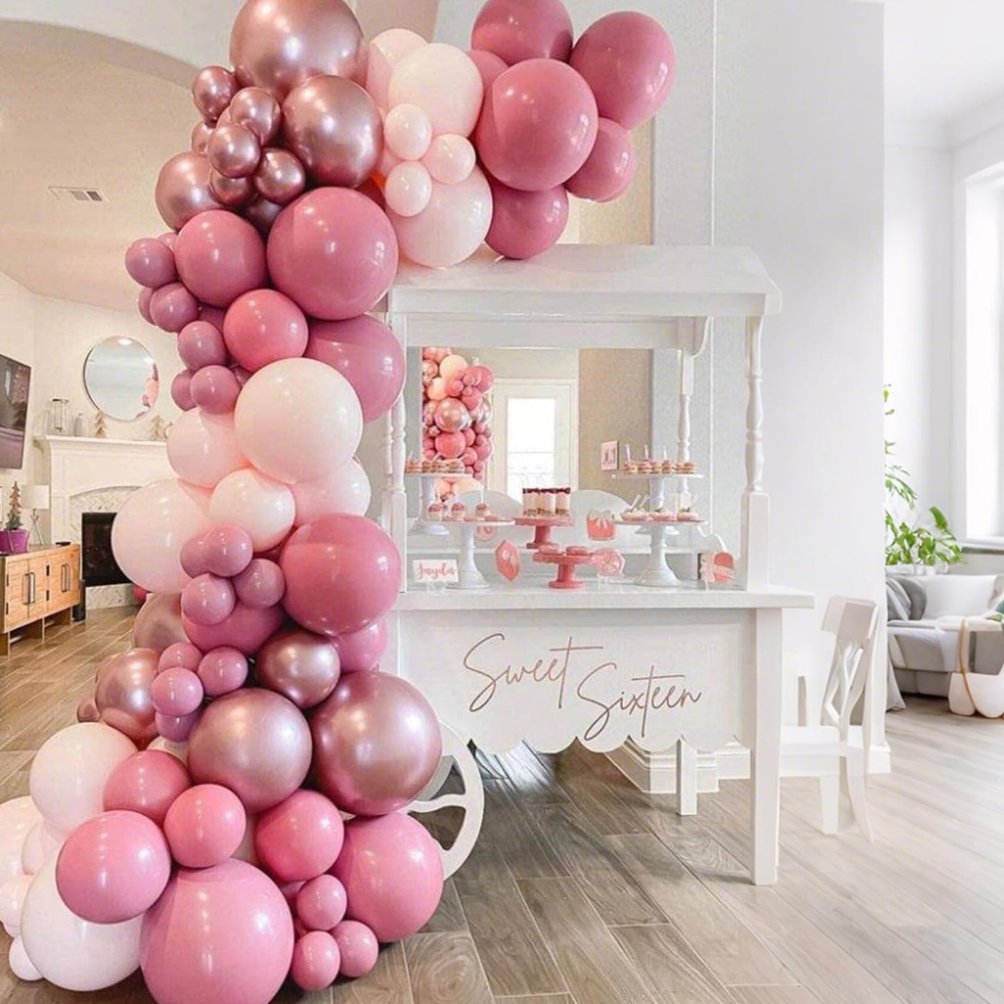 Pink White Balloon Arch Kit, Double Stuffed Pastel Pink Ivory White Balloon Garland, Baby Pink Cream White Balloons with 3pcs 18Inch Clear Balloons for Girls Birthday Baby Shower Party Decorations
