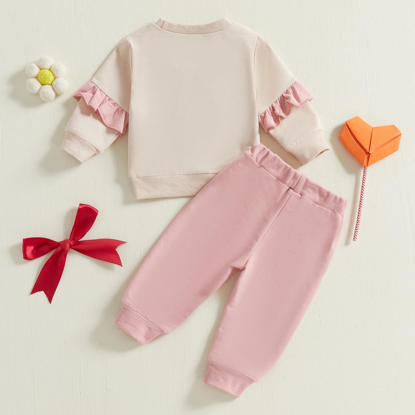 Toddler Baby Girl Clothes Fall Winter Spring 3D Bow Ruffle Long Sleeve Sweatshirt Jogger Pants Set Infant 2PCS Outfit