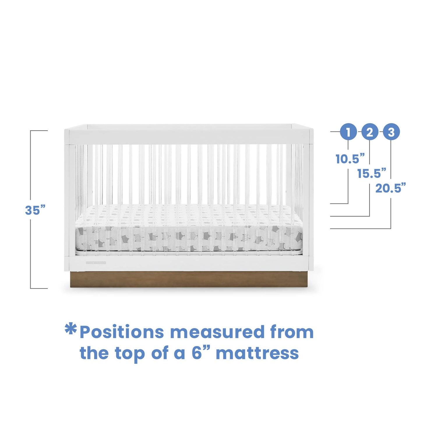 Delta Children James Acrylic 4-in-1 Convertible Crib - Greenguard Gold Certified, Midnight Grey/Acorn