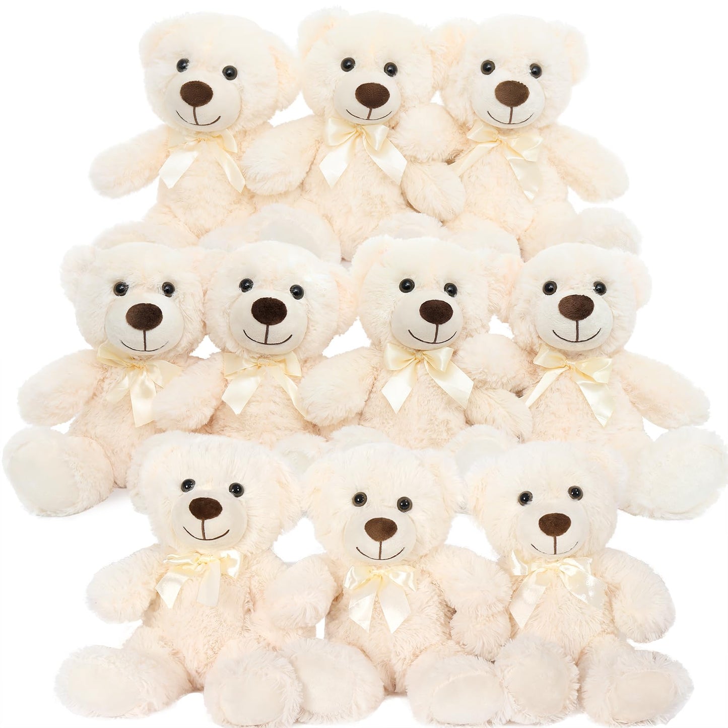 MorisMos 6Pcs Teddy Bears Bulk Baby Shower, 14inch Cute Teddy Bear Stuffed Animals Plush, Small Stuffed Bears on Centerpiece Baby Shower, White