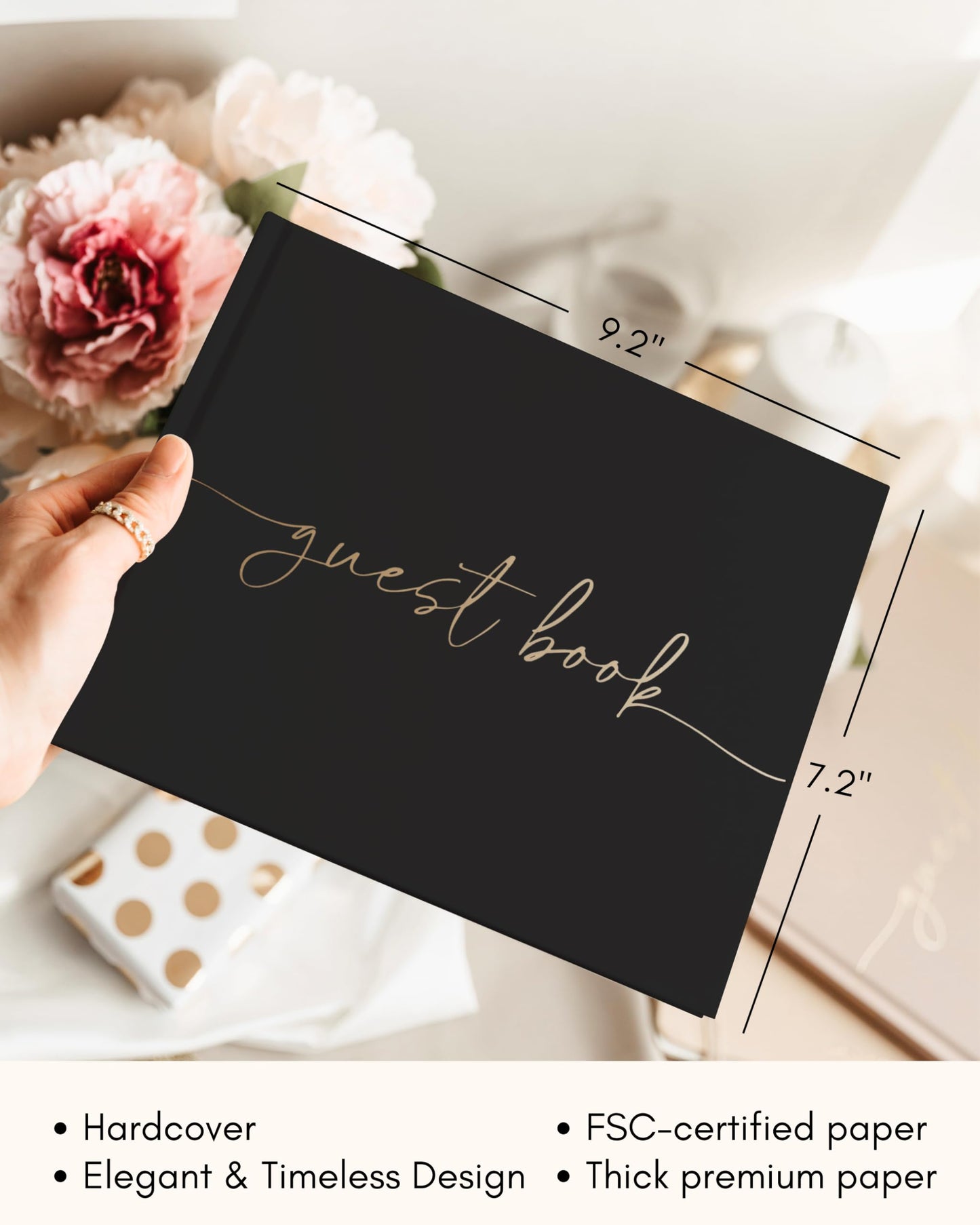 Lamare Elegant Blank Page Wedding Guest Book – The Perfect Polaroid Guest Book for Wedding Receptions, Birthdays, Baby Showers, and Special Events – A Stylish Sign-in Book for Guests