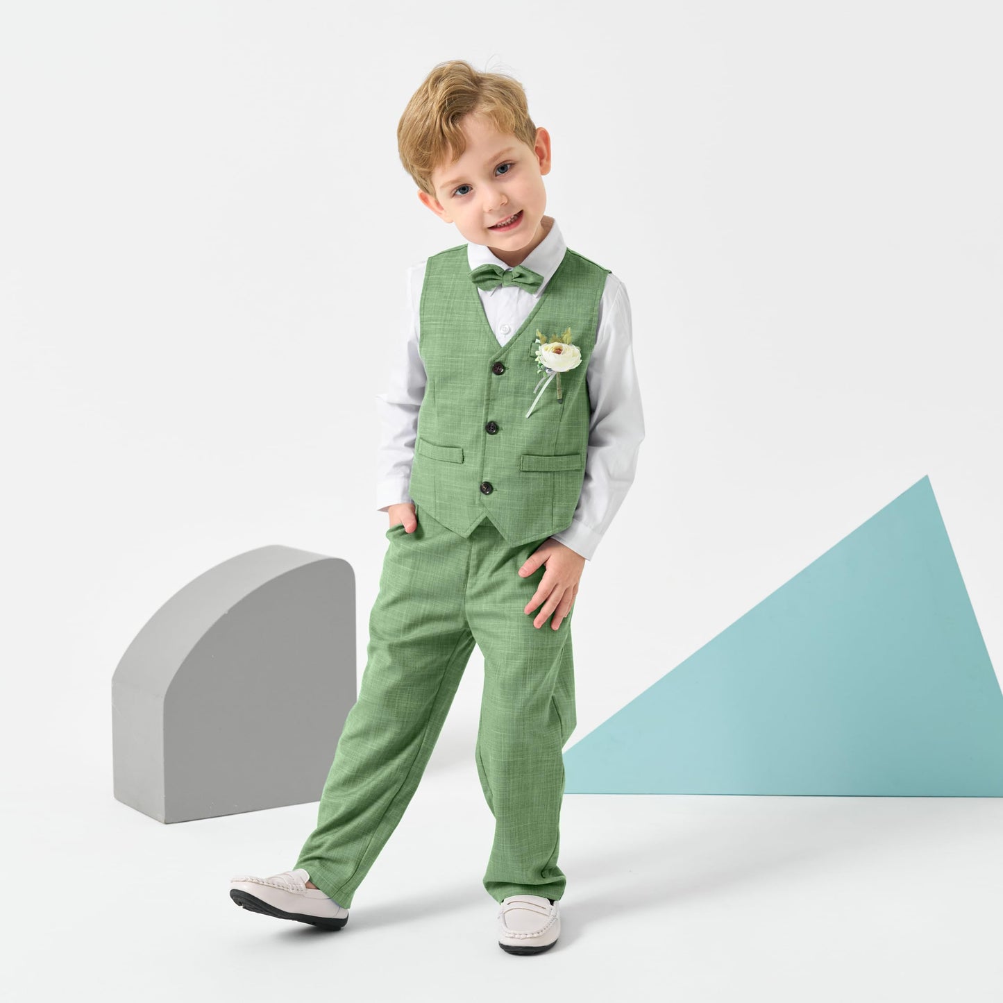 Volunboy Baby Boys Formal Wedding Ring Bearer Outfits Toddler Gentleman Bowtie Vest Guest Suits Dress Shirt Pants Set