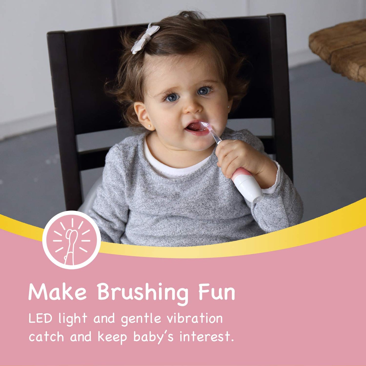 Papablic BabyHandy 2-Stage Baby Sonic Electric Toothbrush for Babies and Toddlers Ages 0-3 Years