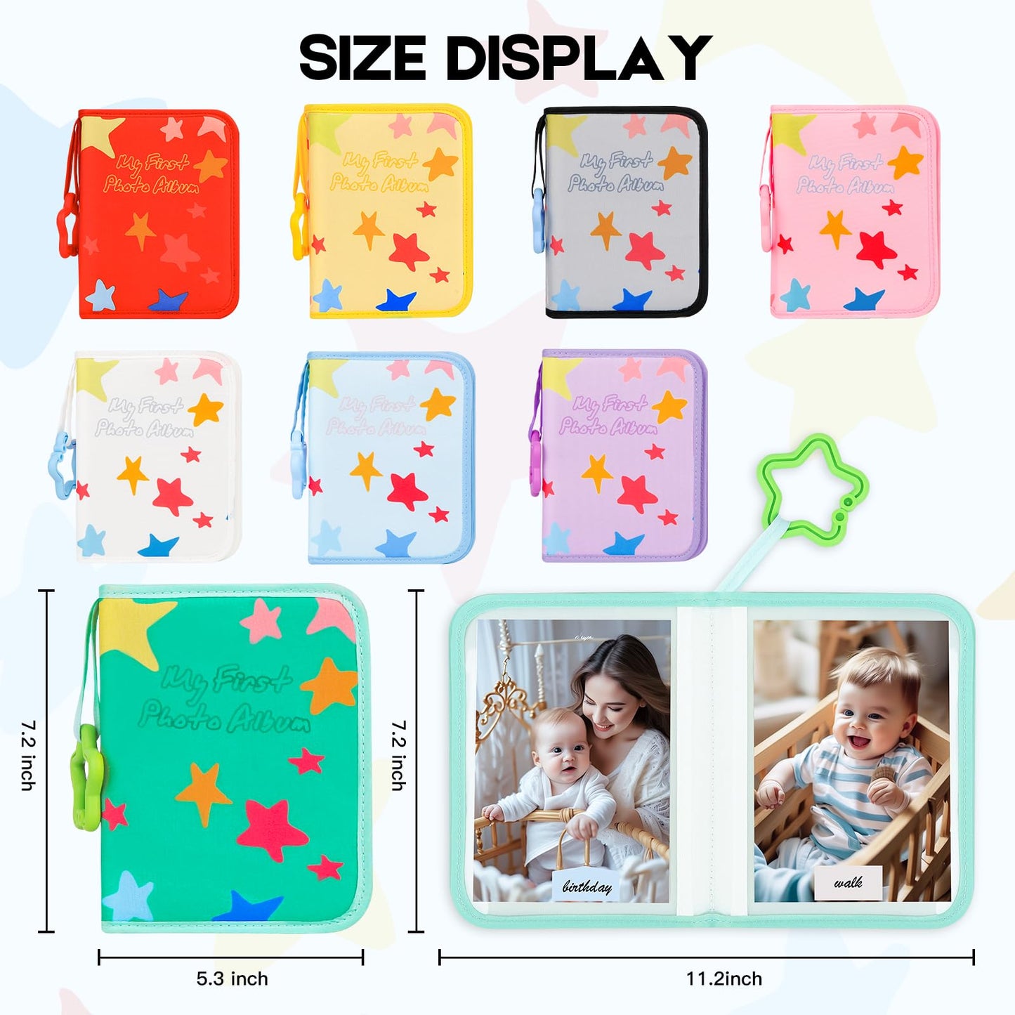Baby's My First Photo Album for Baby Holds 21 4x6 Photos, Baby Photo Album Soft Cloth Family Book, My First Family Album for 4x6 Baby Shower Kids Toddlers Family Pictures, Toddler Photo Album (Blue)